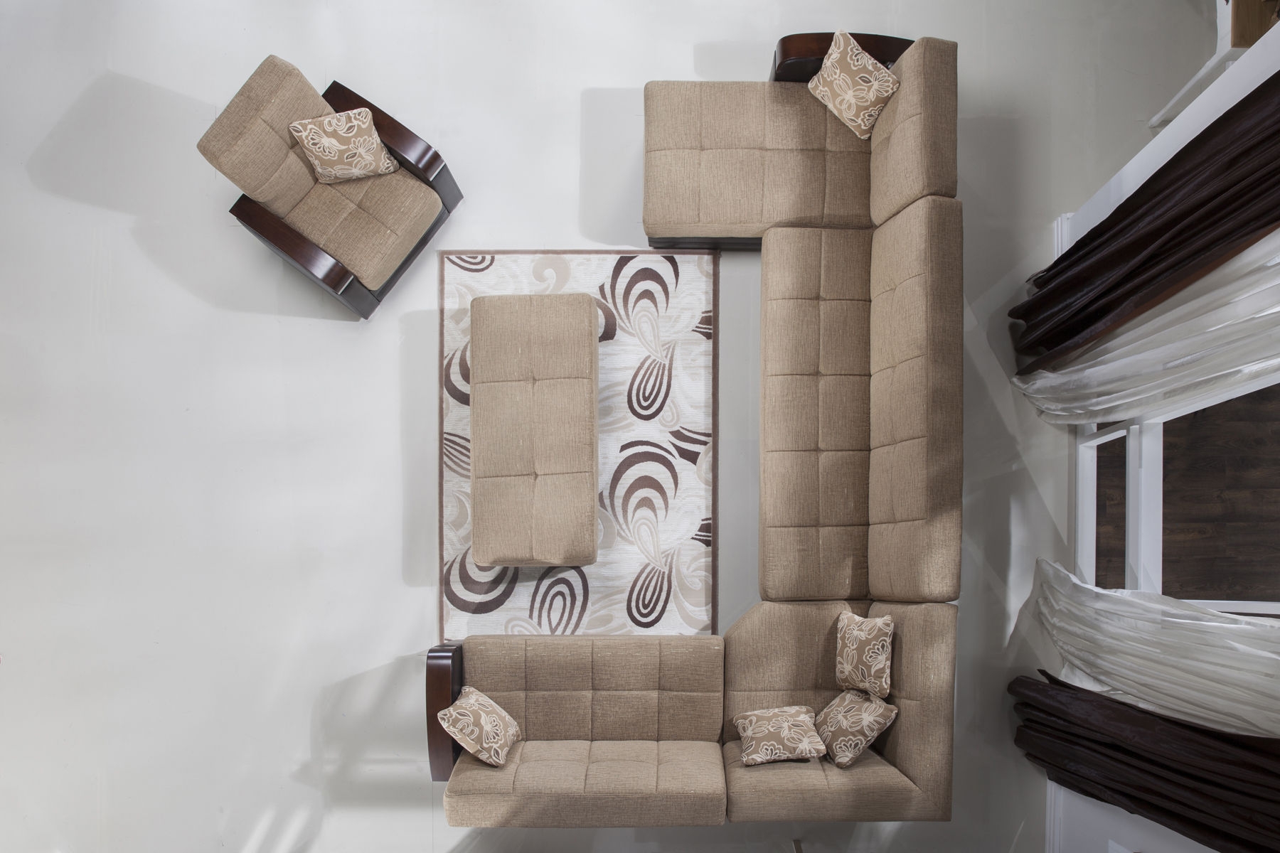 Luna Fabric/PU Storage Sleeper Modular Customizable Sectional Sofa
