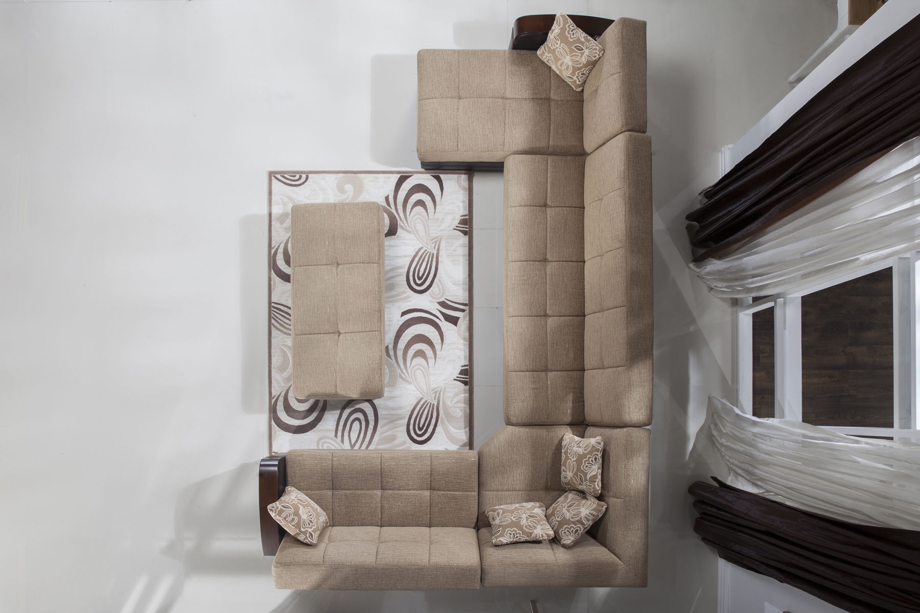 Luna Fabric/PU Storage Sleeper Modular Customizable Sectional Sofa