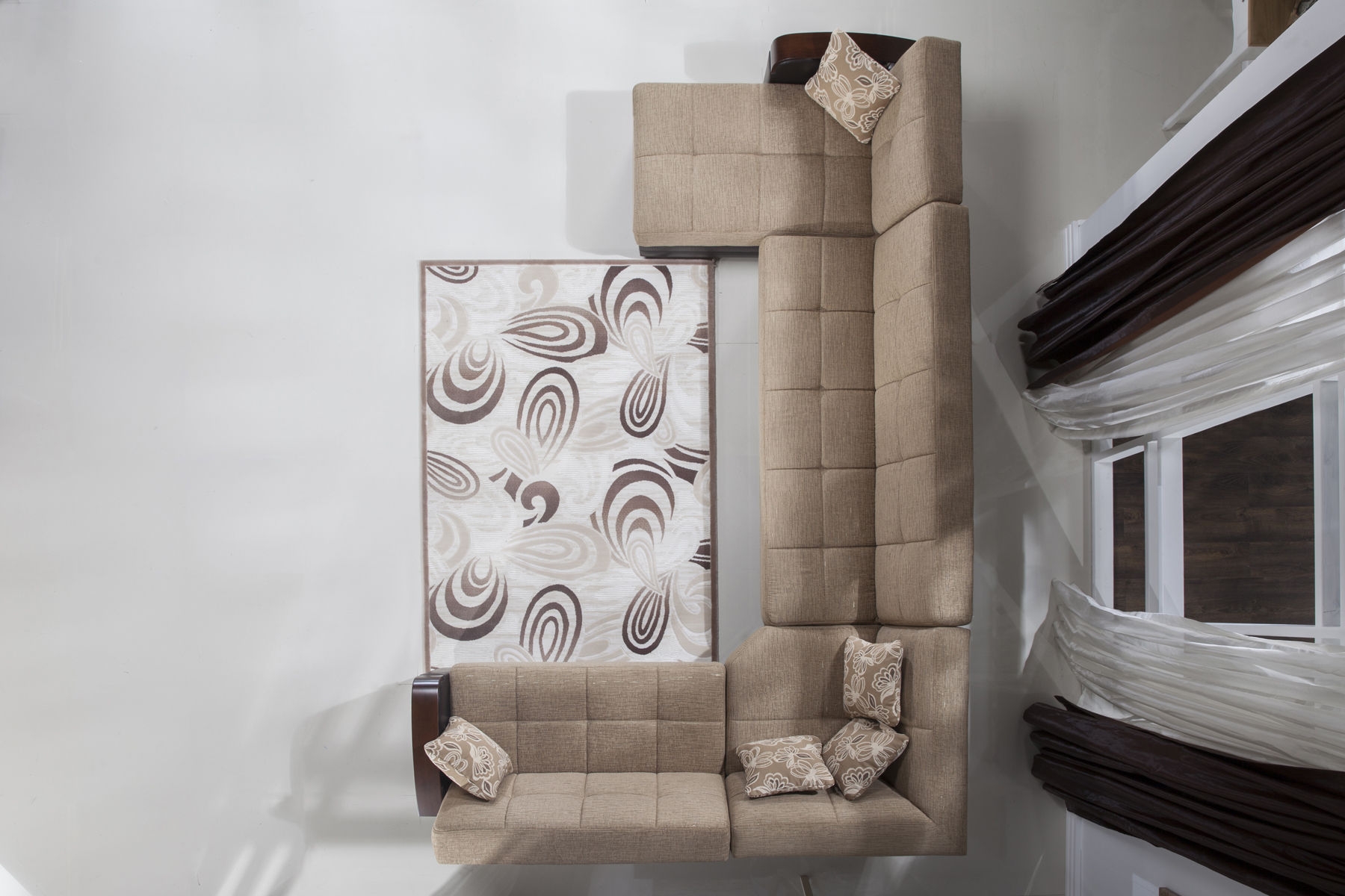 Luna Fabric/PU Storage Sleeper Modular Customizable Sectional Sofa