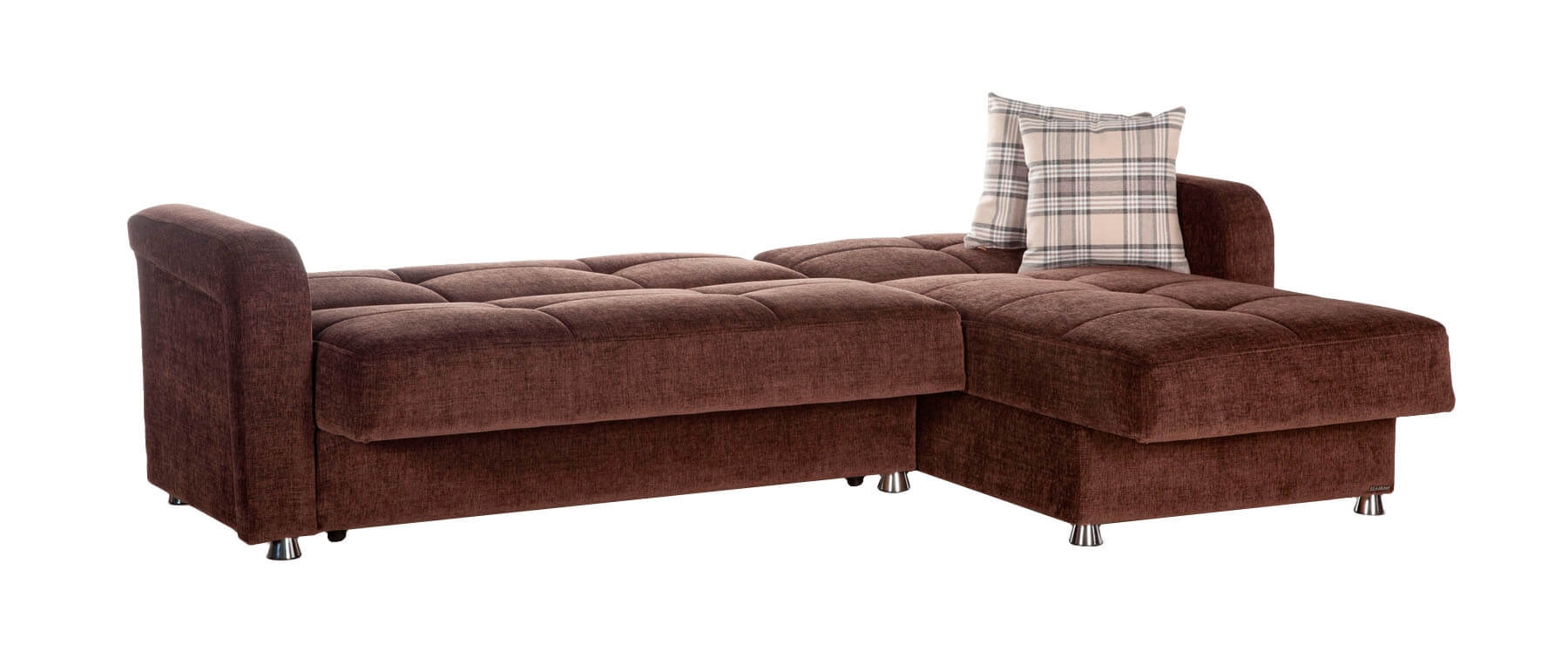Vision Reversible Sleeper Chenille Fabric L-Shaped Sectional Sofa
