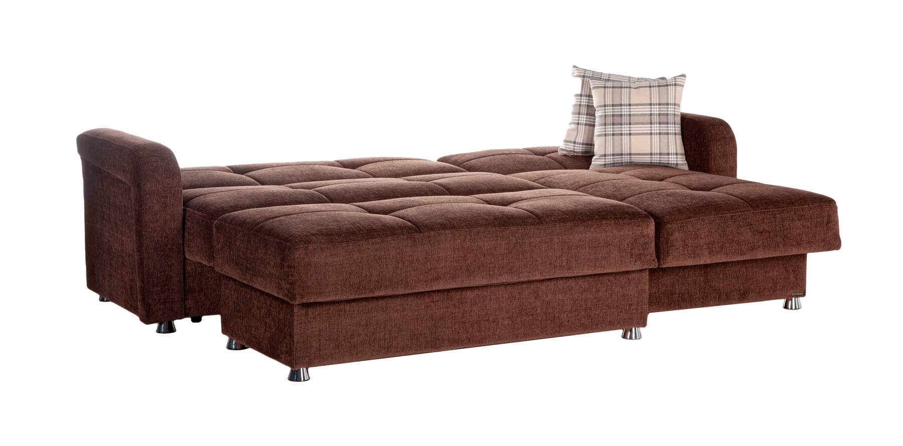 Vision Reversible Sleeper Chenille Fabric L-Shaped Sectional Sofa