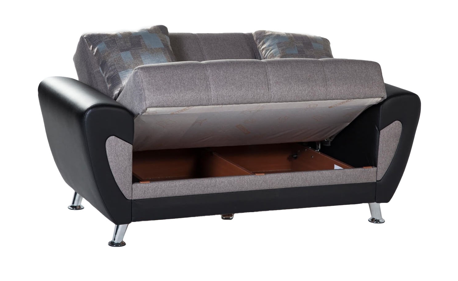 Duru Fabric/PU Storage Sleeper Loveseat