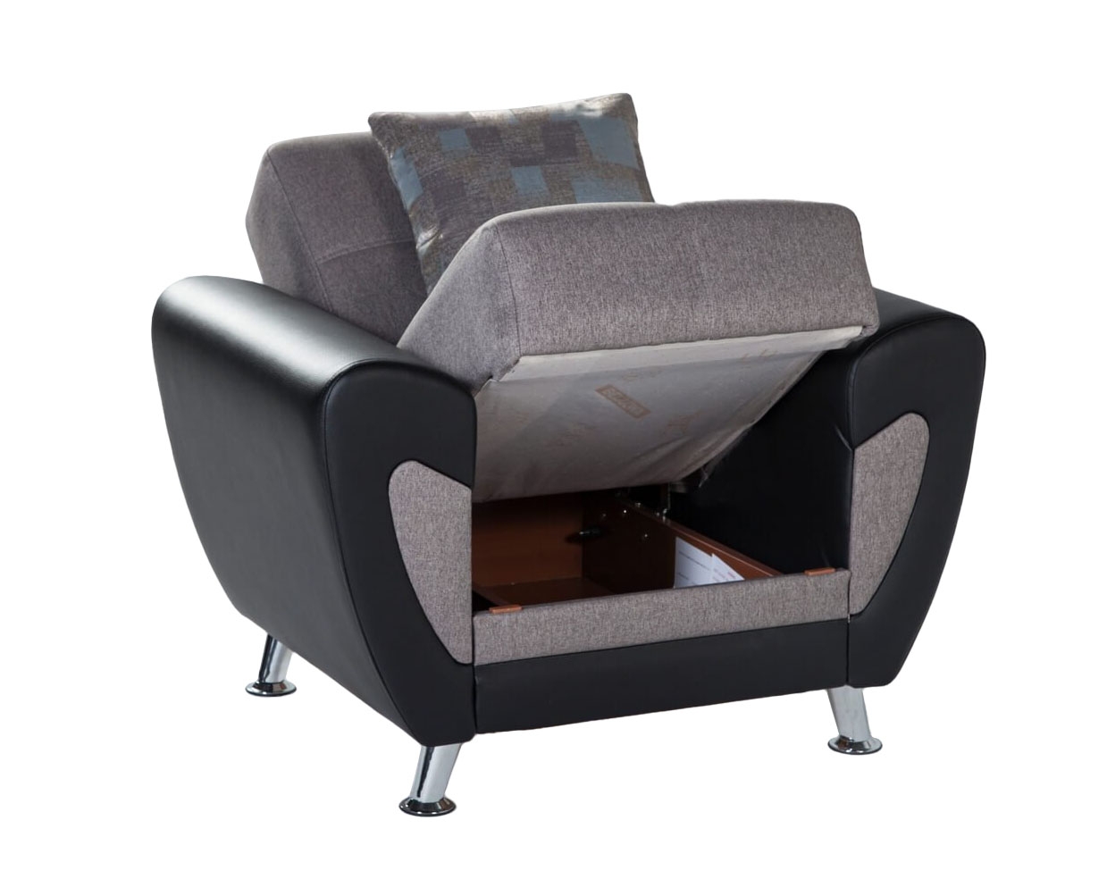 Duru Fabric/PU Storage Sleeper Armchair