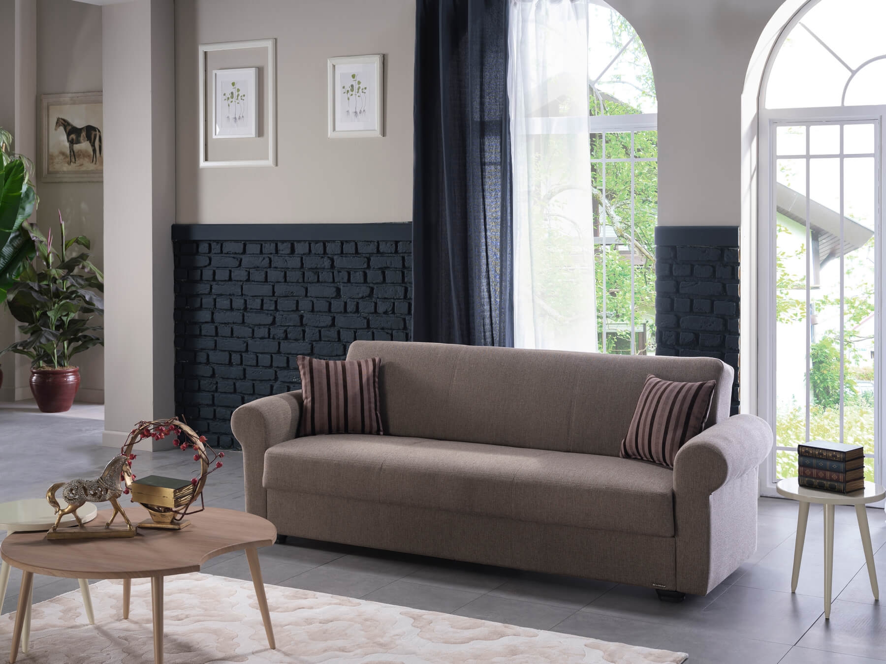 Elita Fabric Storage Sleeper Living Room Set