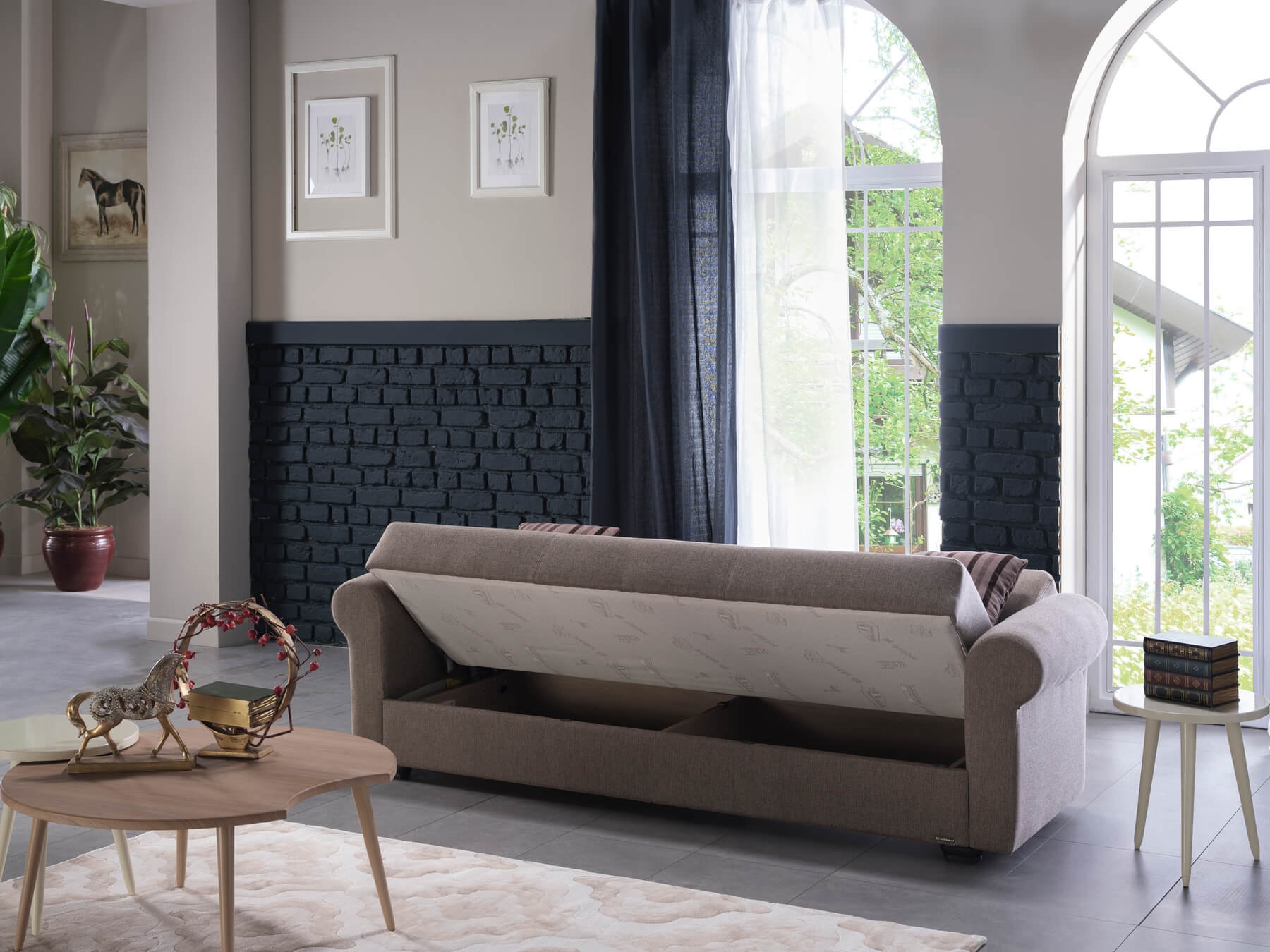 Elita Fabric Storage Sleeper Living Room Set