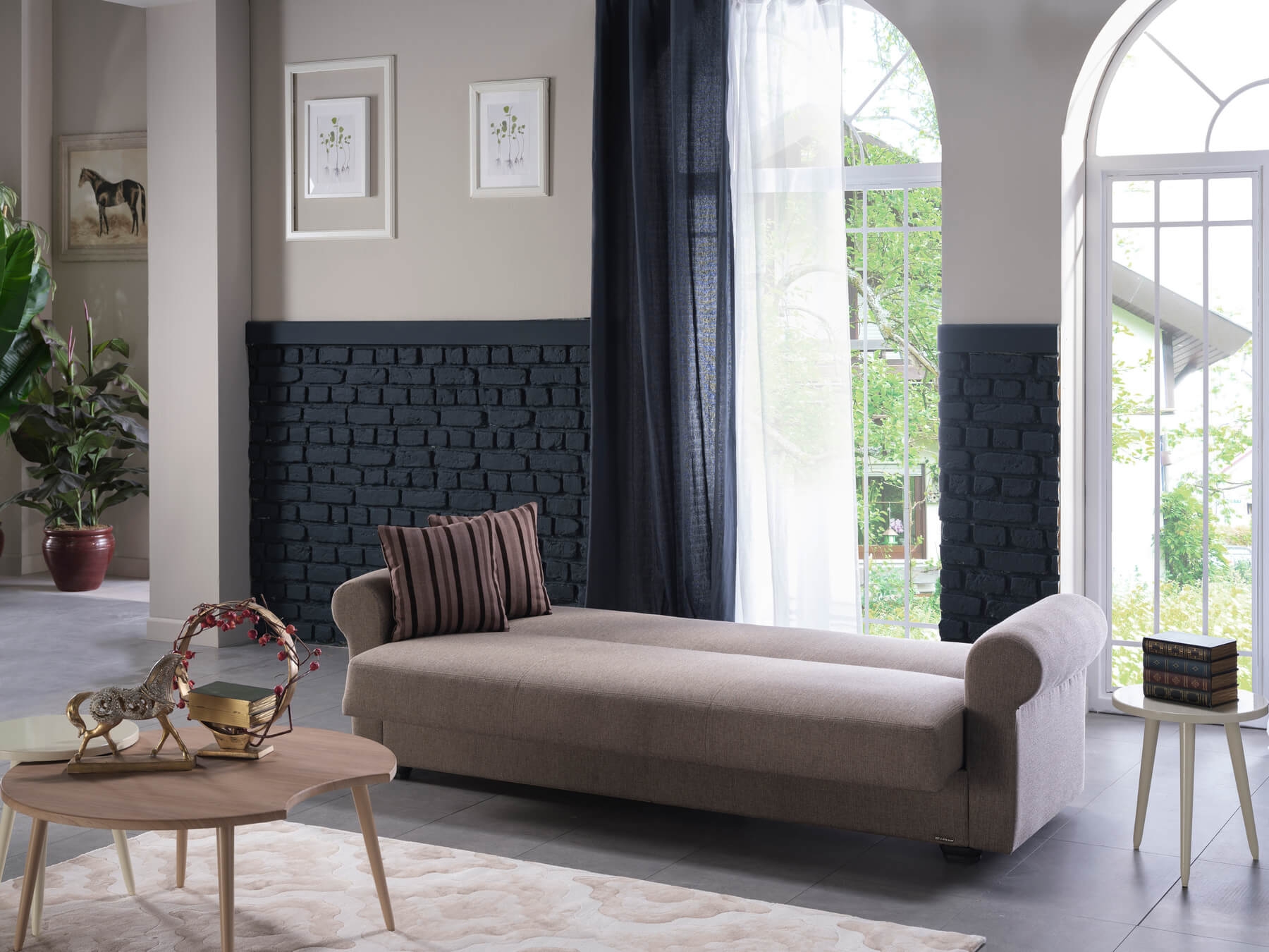 Elita Fabric Storage Sleeper Living Room Set