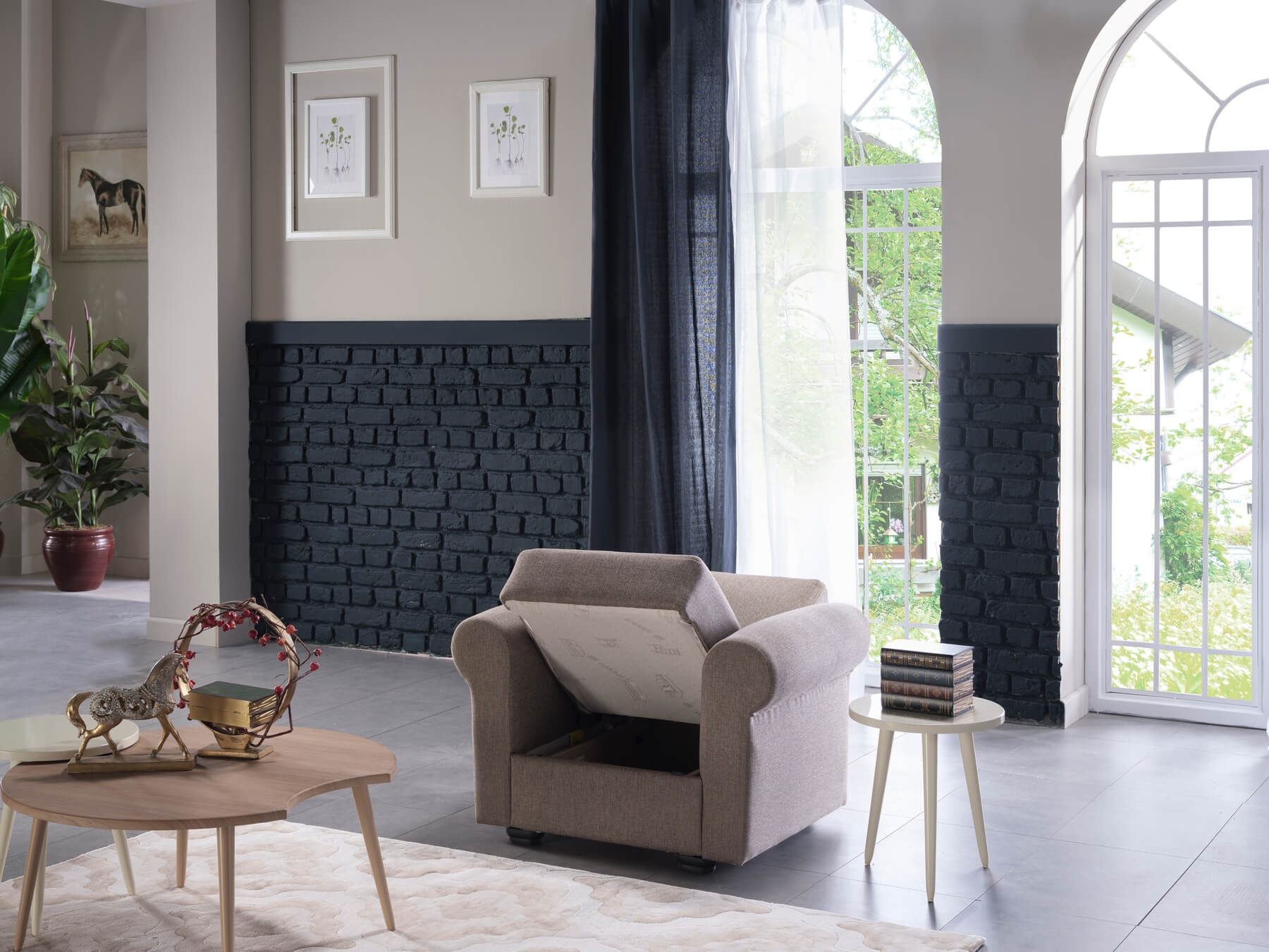 Elita Fabric Storage Sleeper Living Room Set