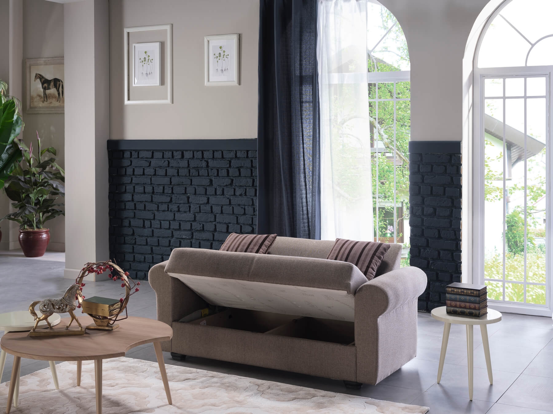 Elita Fabric Storage Sleeper Living Room Set
