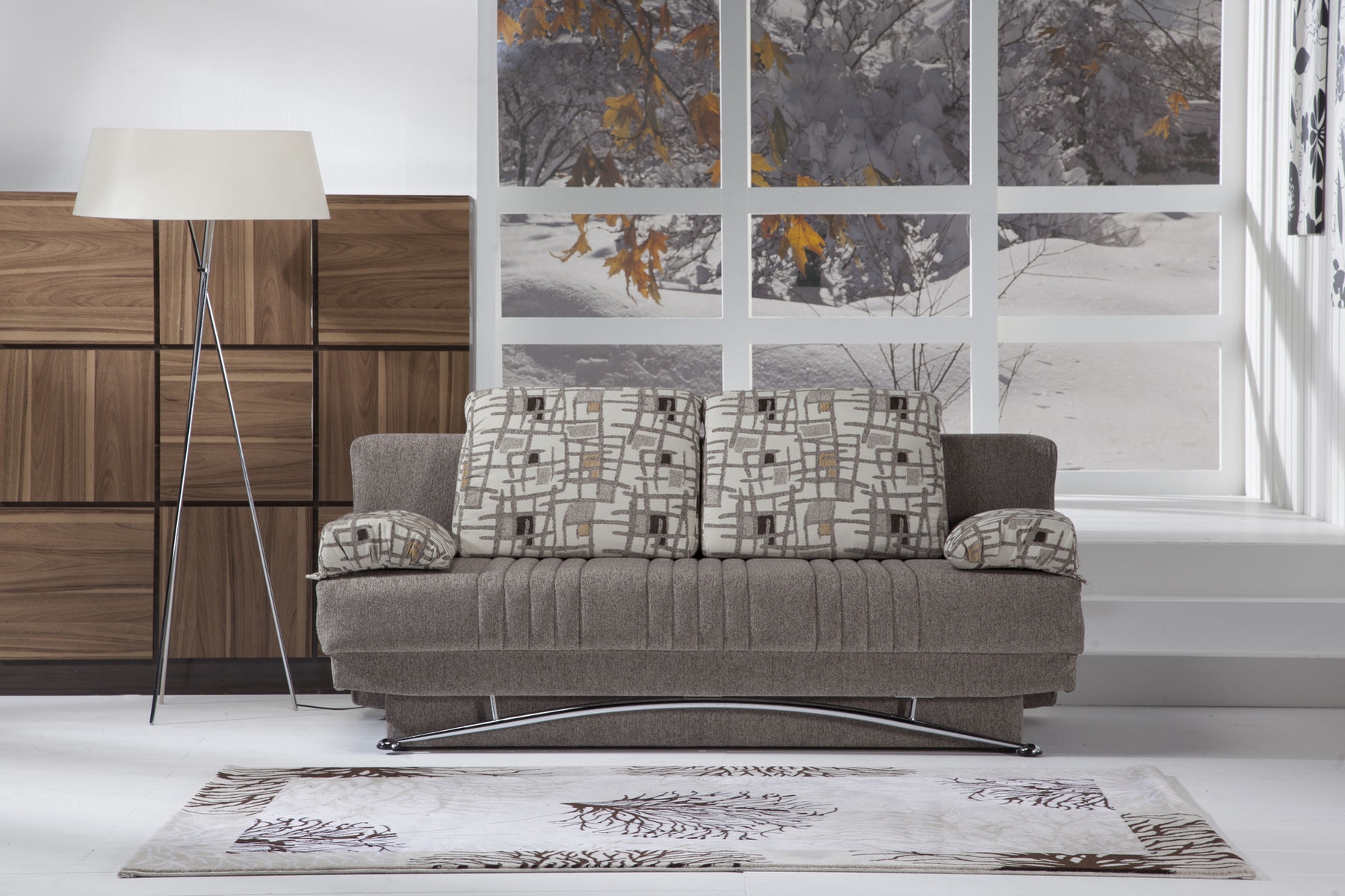 Fantasy Chenille Fabric Storage Sleeper Sofabed