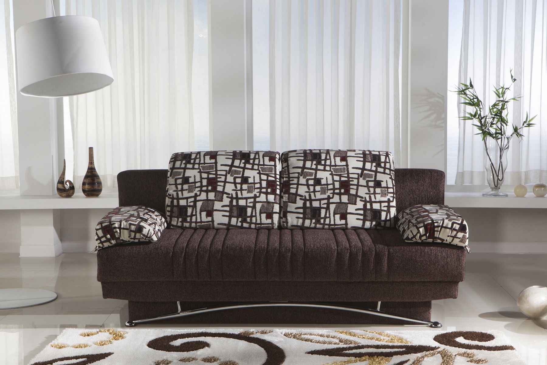 Fantasy Chenille Fabric Storage Sleeper Sofabed
