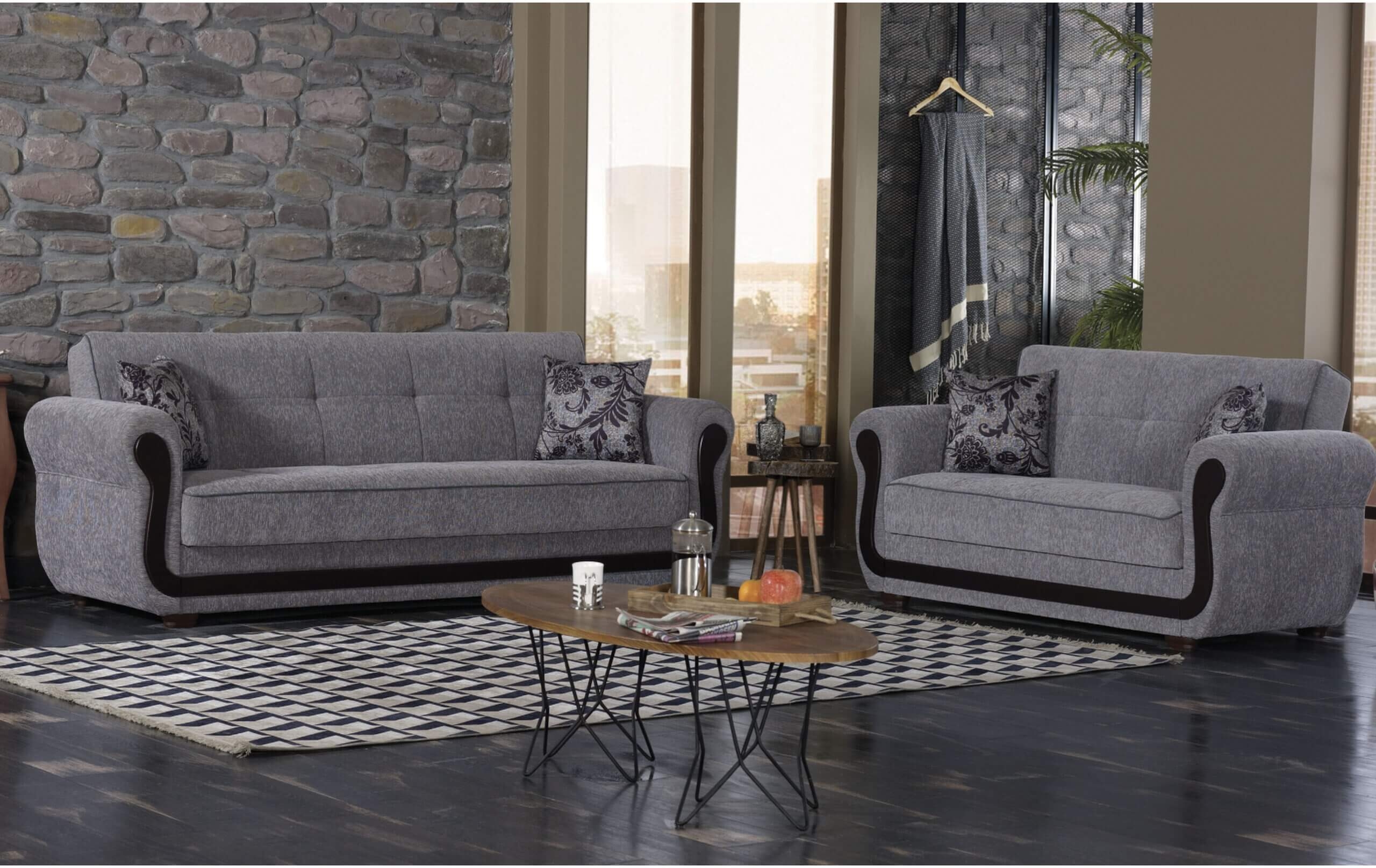 Surf Ave Fabric Storage Sleeper Loveseat