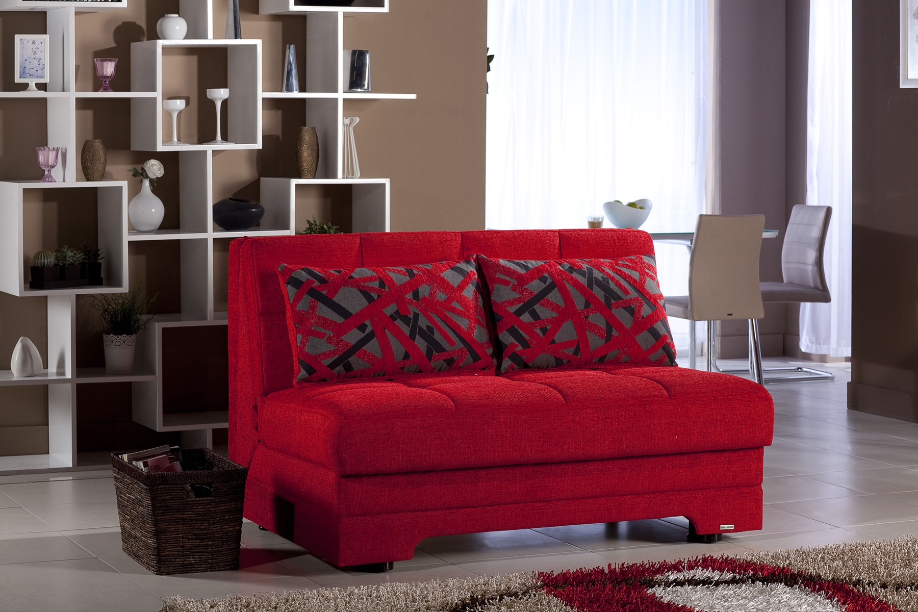 Twist Fabric Storage Sleeper Loveseat