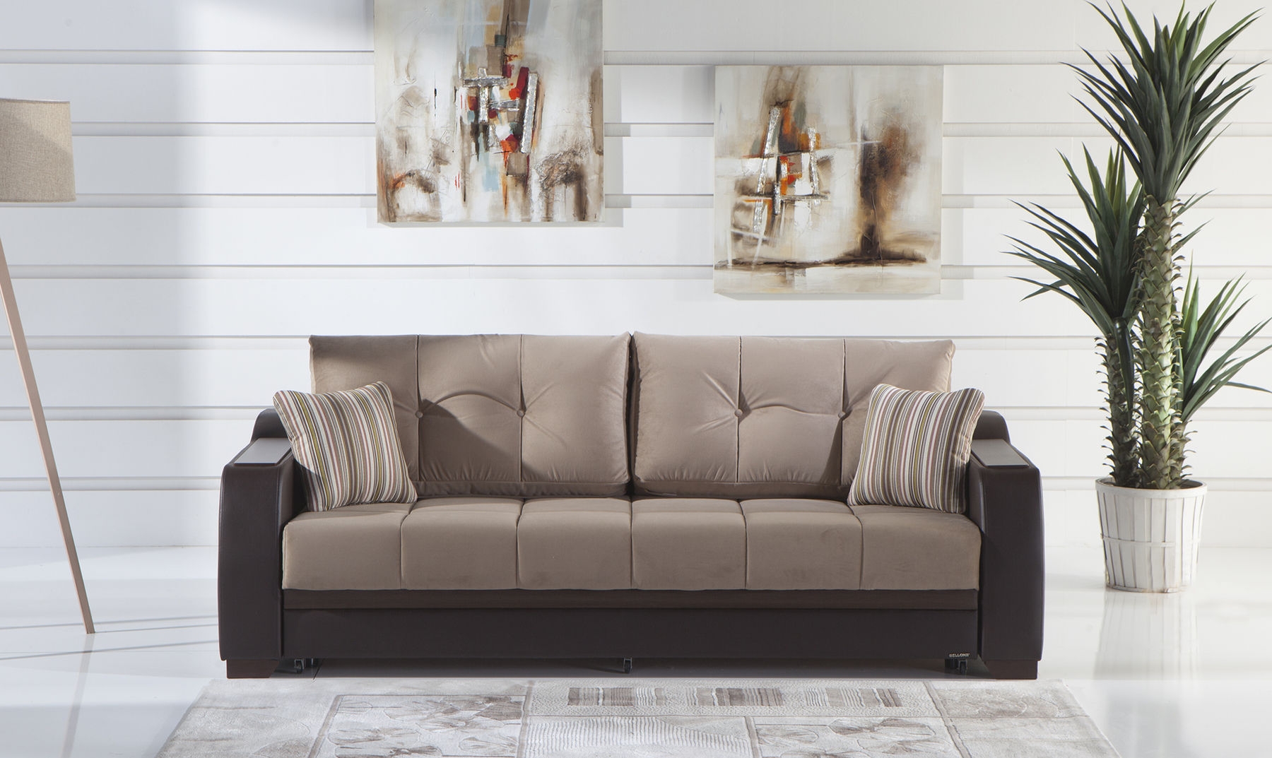 Ultra Fabric/PU Storage Sleeper Sofabed