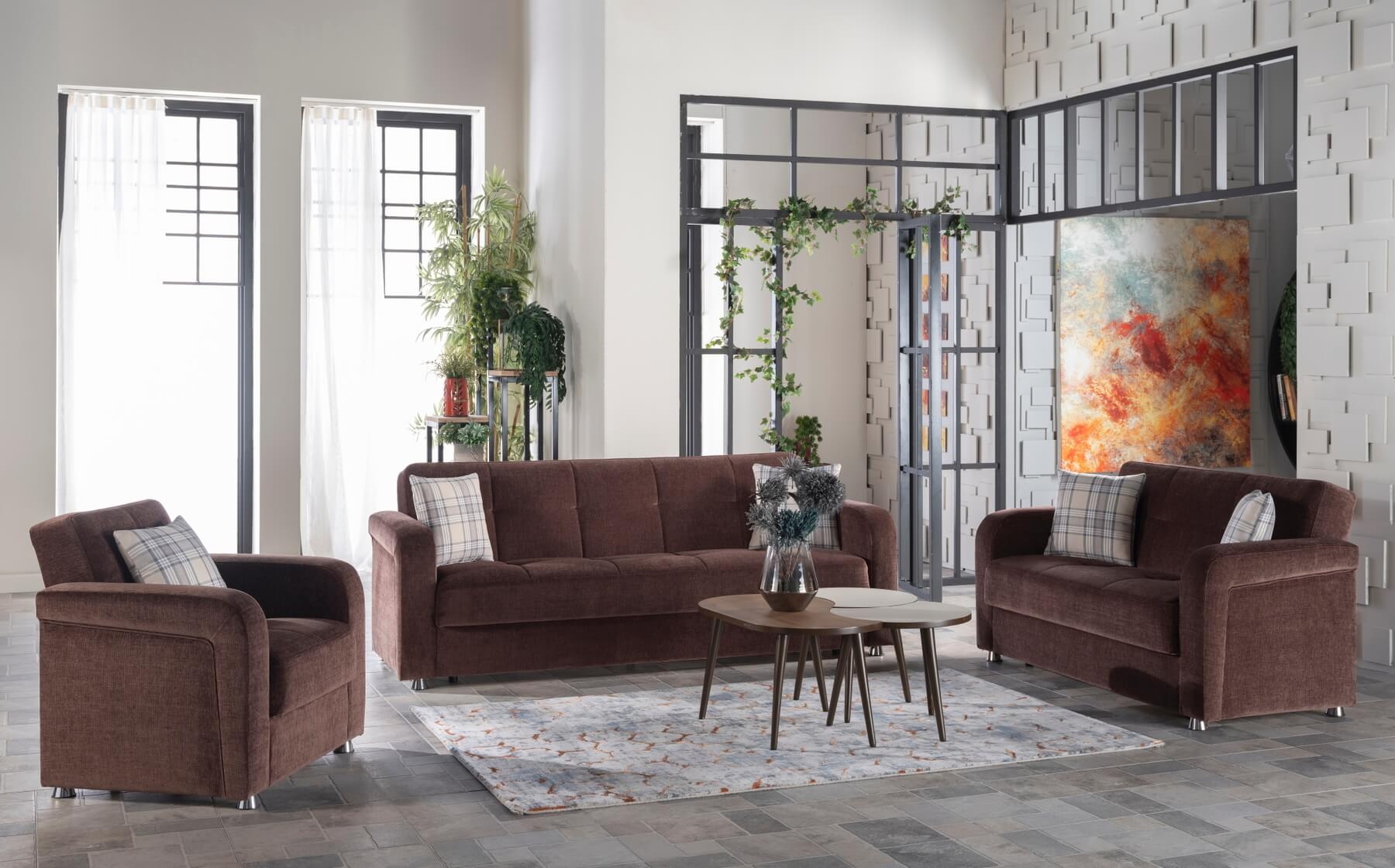 Vision Fabric Storage Sleeper Living Room Set