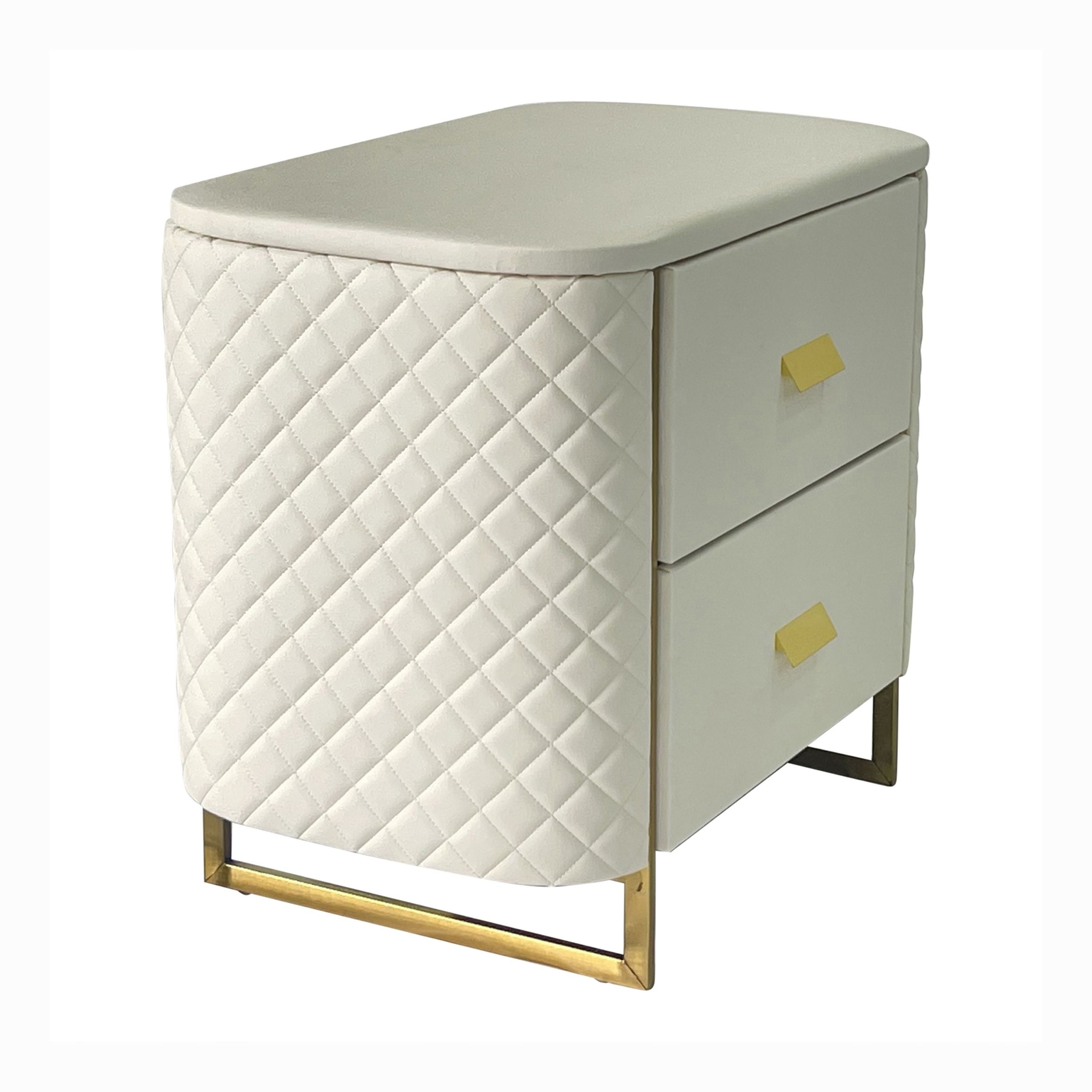 Timeless 2-Drawer Vinyl Upholstered Storage End Table
