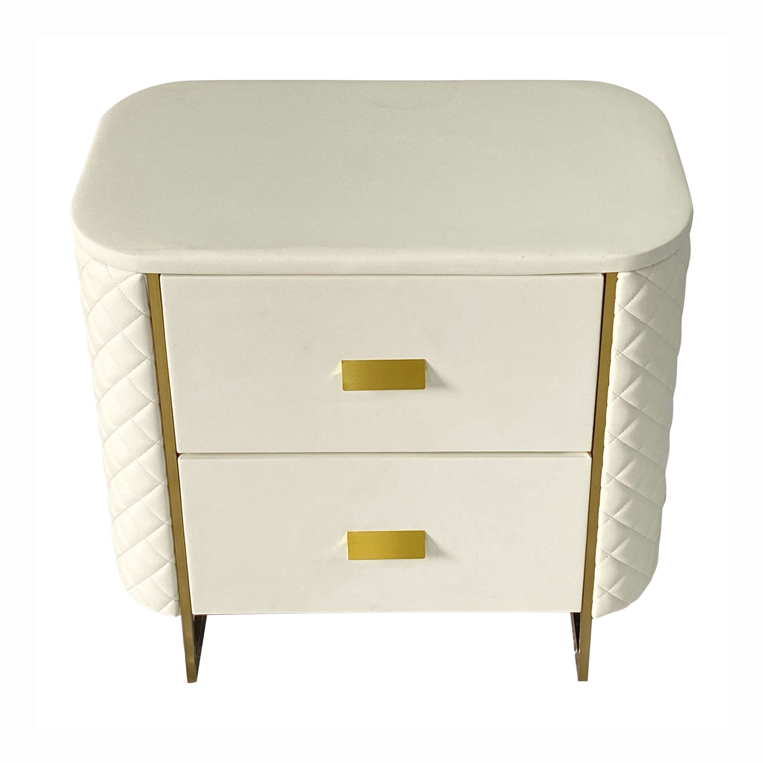 Timeless 2-Drawer Vinyl Upholstered Storage End Table