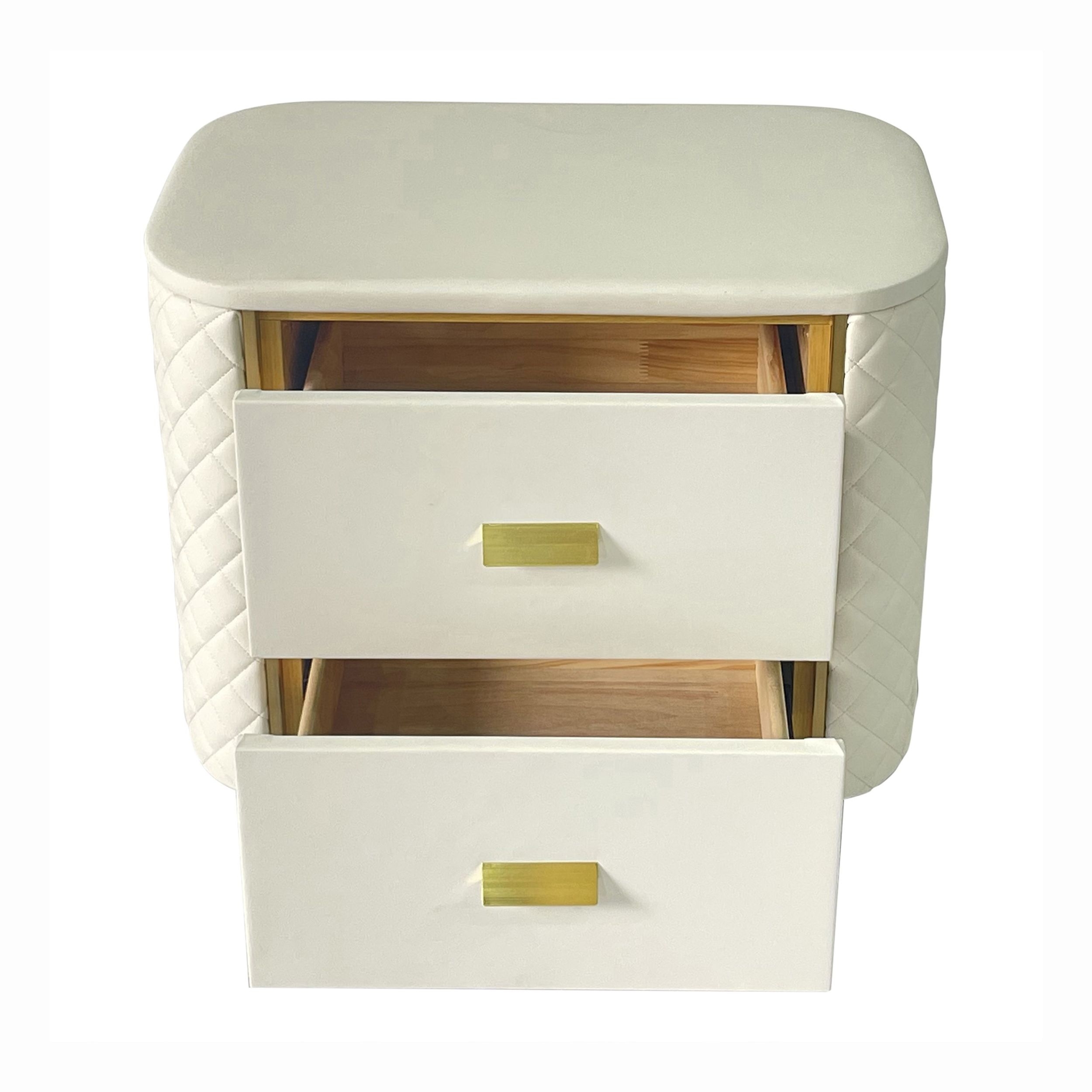 Timeless 2-Drawer Vinyl Upholstered Storage End Table