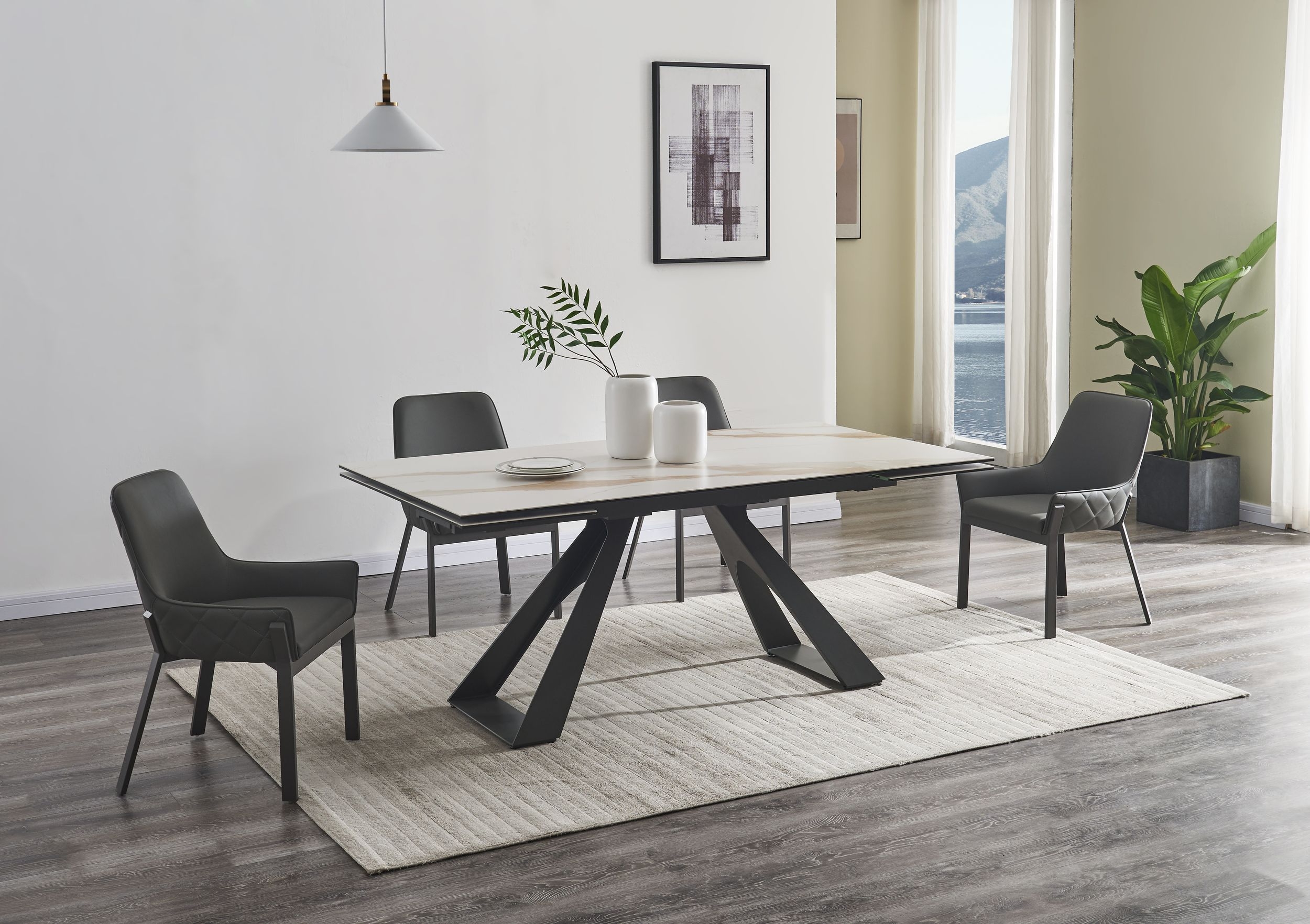 Swan Ceramic Extendable Table