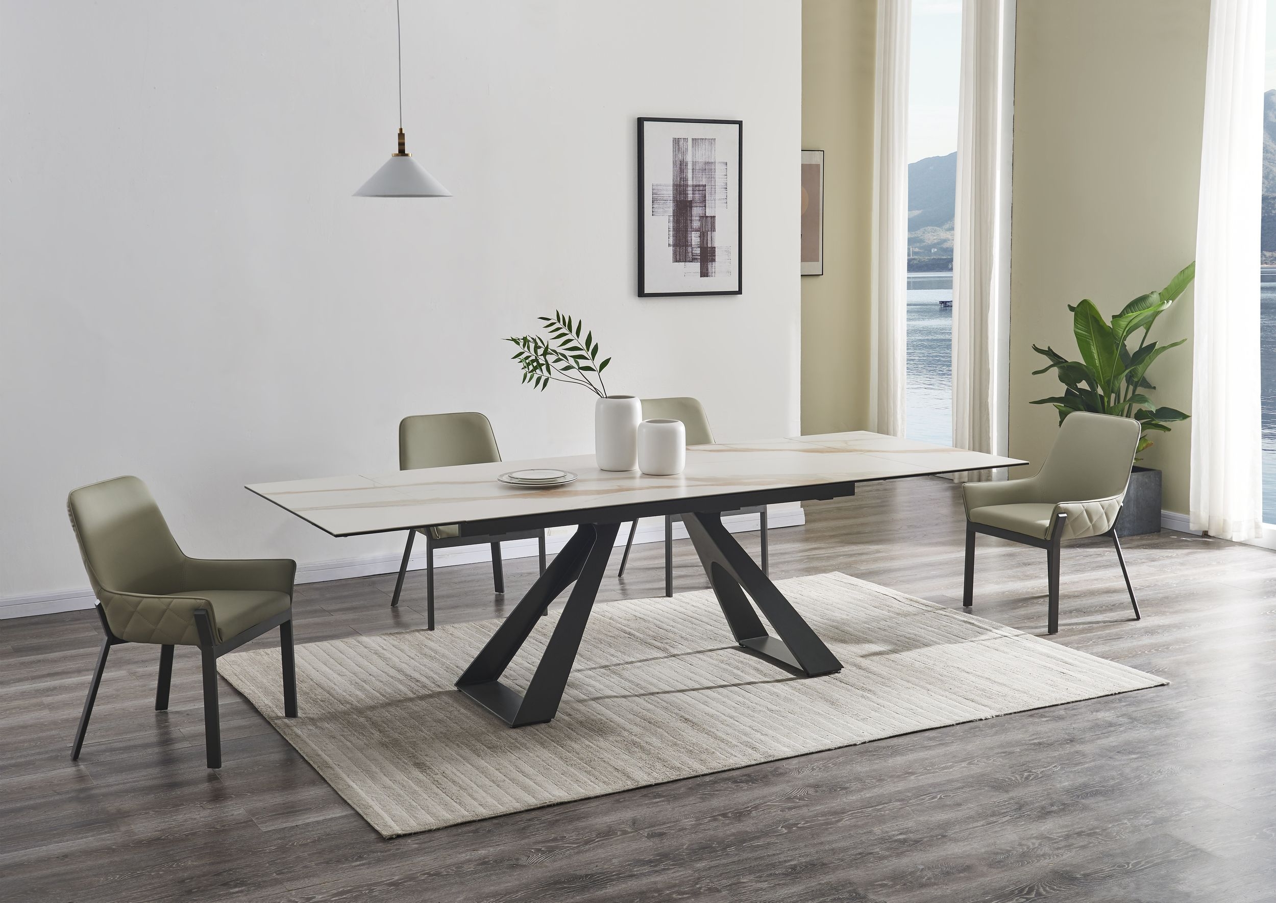 Swan Ceramic Extendable Table