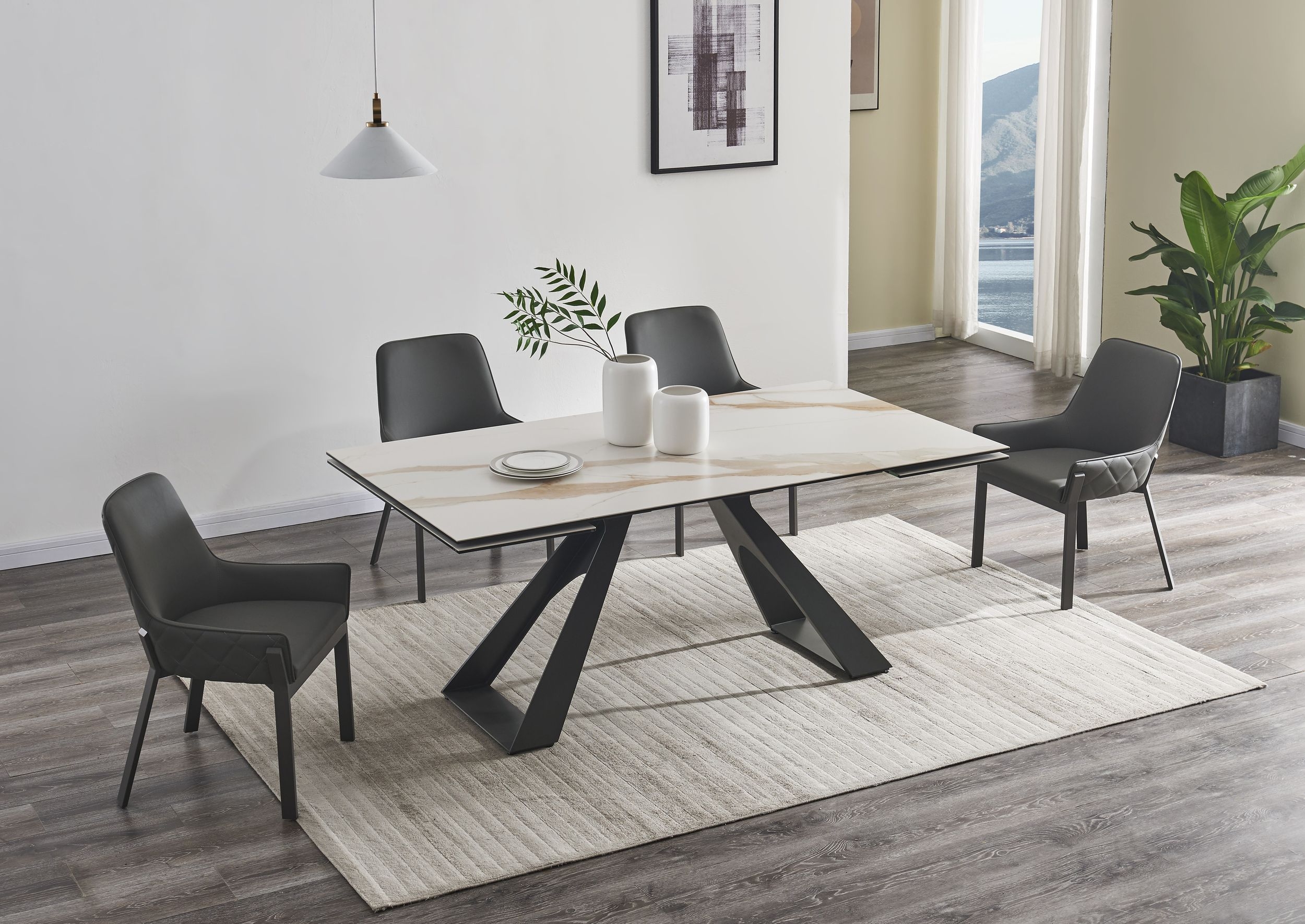 Swan Ceramic Extendable Table