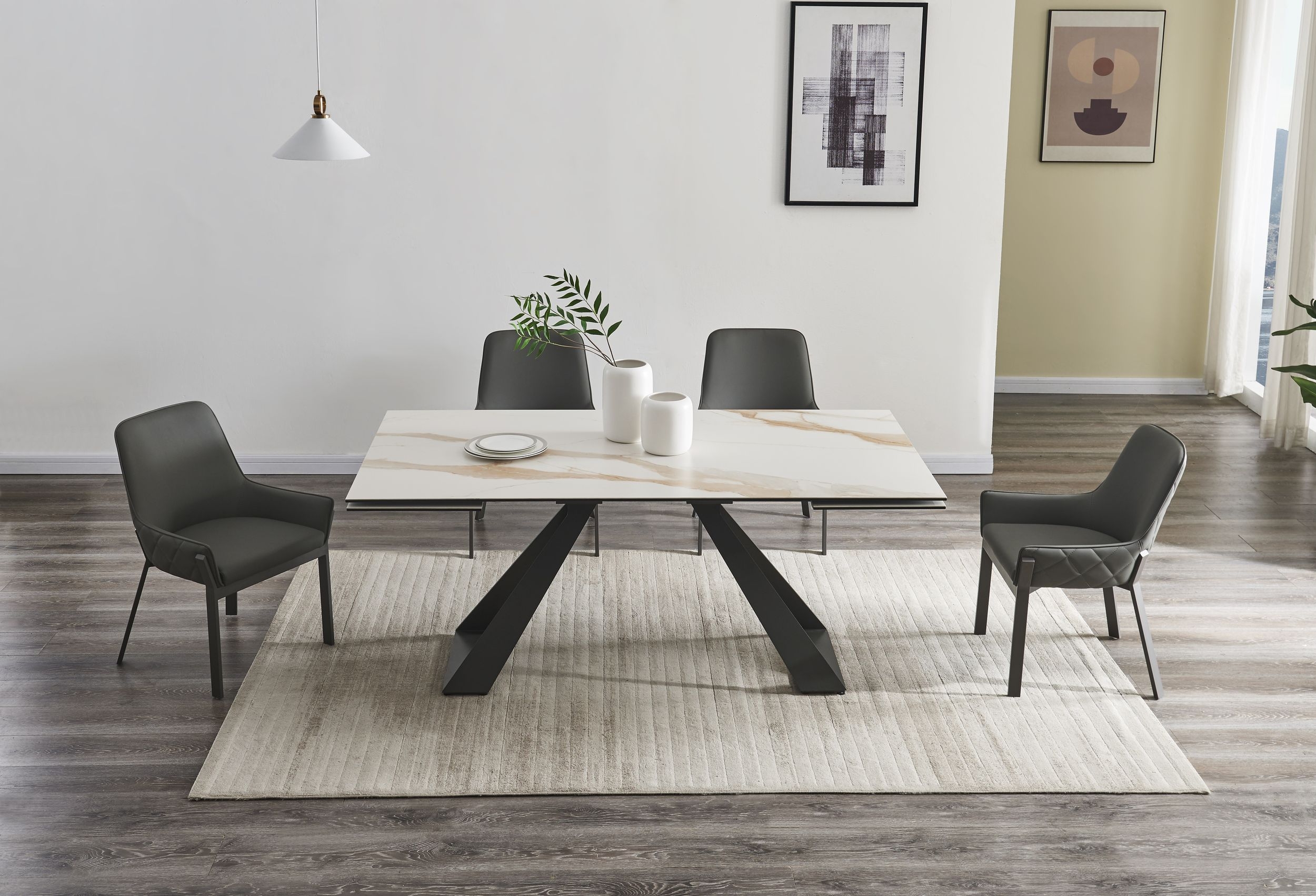 Swan Ceramic Extendable Table
