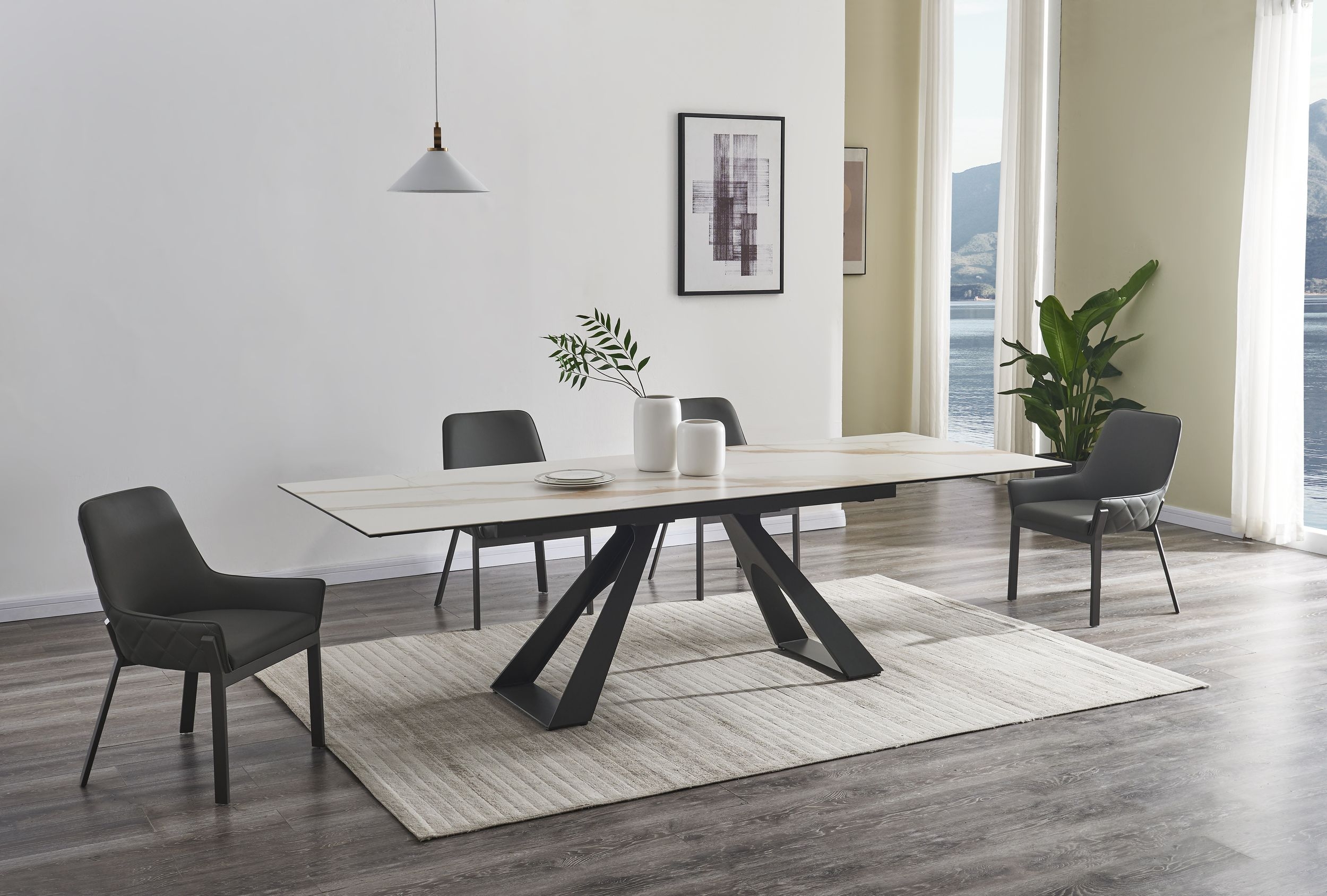 Swan Ceramic Extendable Table