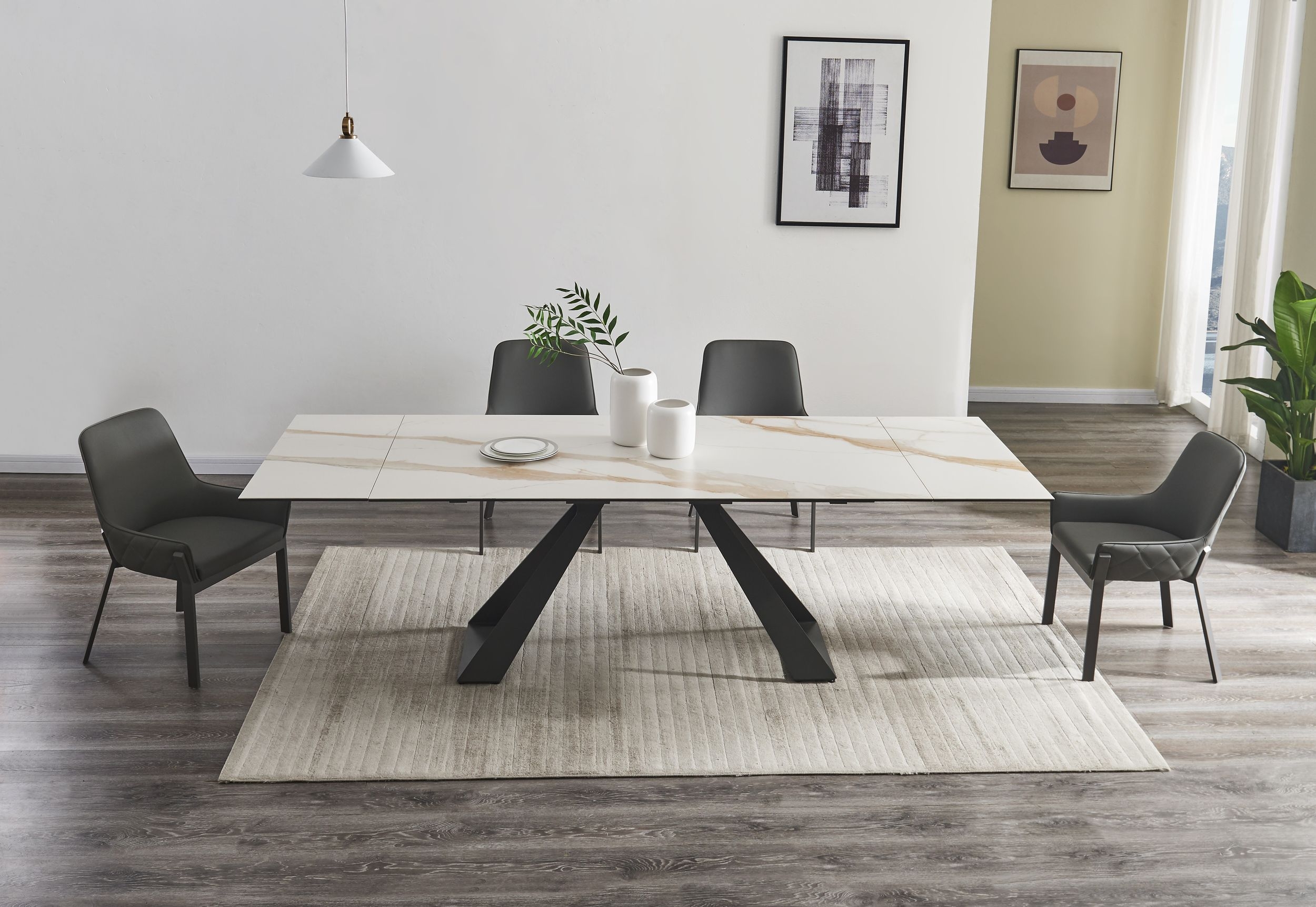 Swan Ceramic Extendable Table
