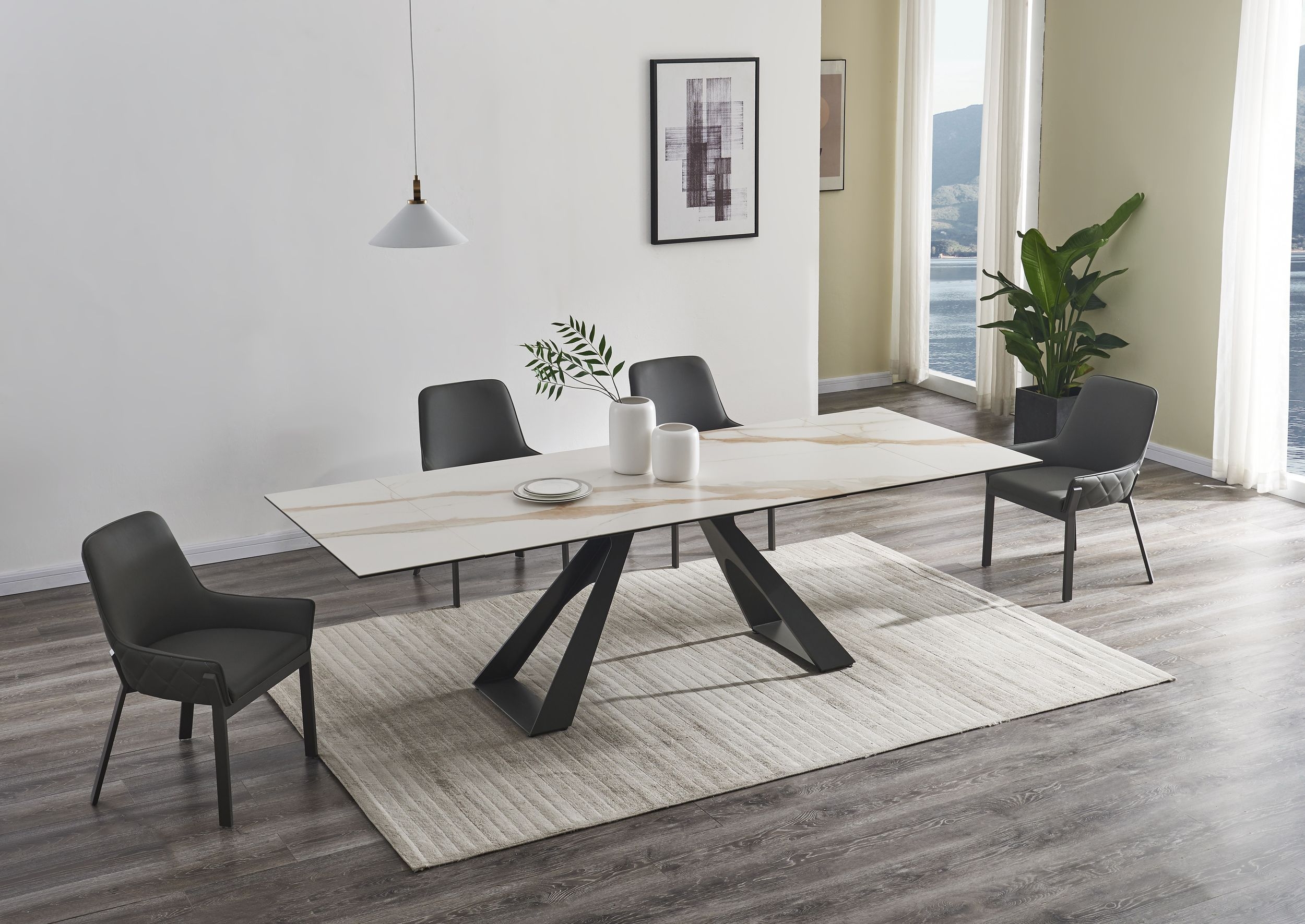 Swan Ceramic Extendable Table