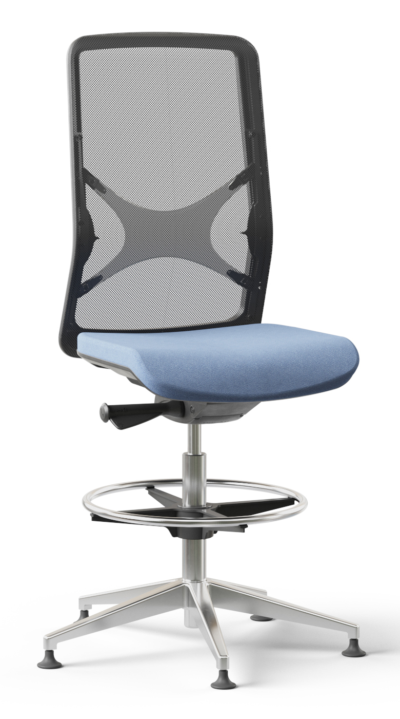 Wind High Mesh Back Armless Fabric Swivel Chair w/Fixed Base & Footring