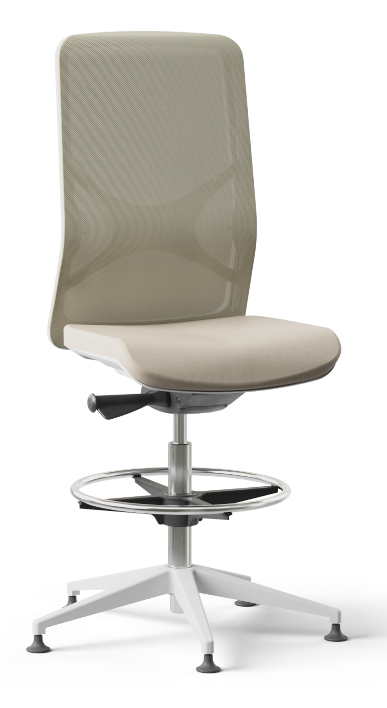 Wind High Mesh Back Armless Fabric Swivel Chair w/Fixed Base & Footring