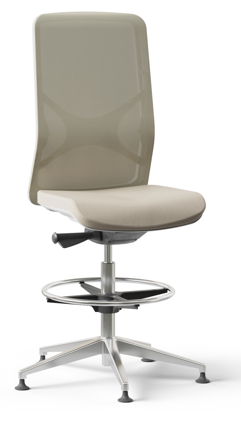 Wind High Mesh Back Armless Fabric Swivel Chair w/Fixed Base & Footring