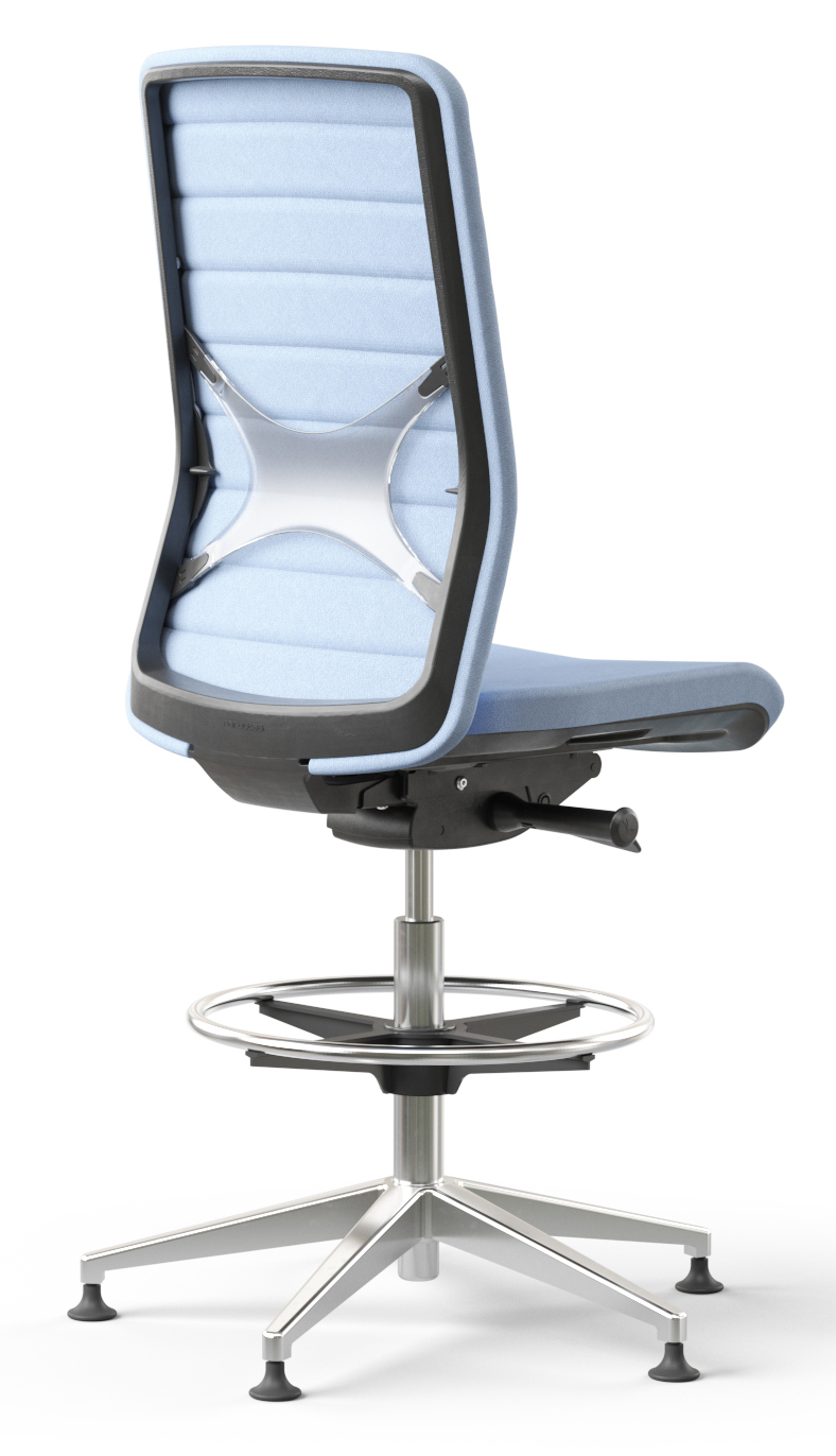 Wind High Upholstered Back Armless Fabric Swivel Chair w/Fixed Base & Footring