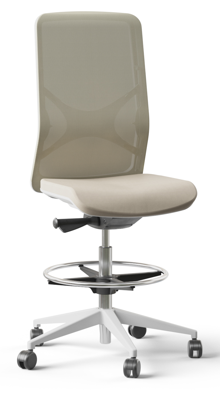 Wind High Mesh Back Armless Fabric Swivel Chair w/Castors & Footring