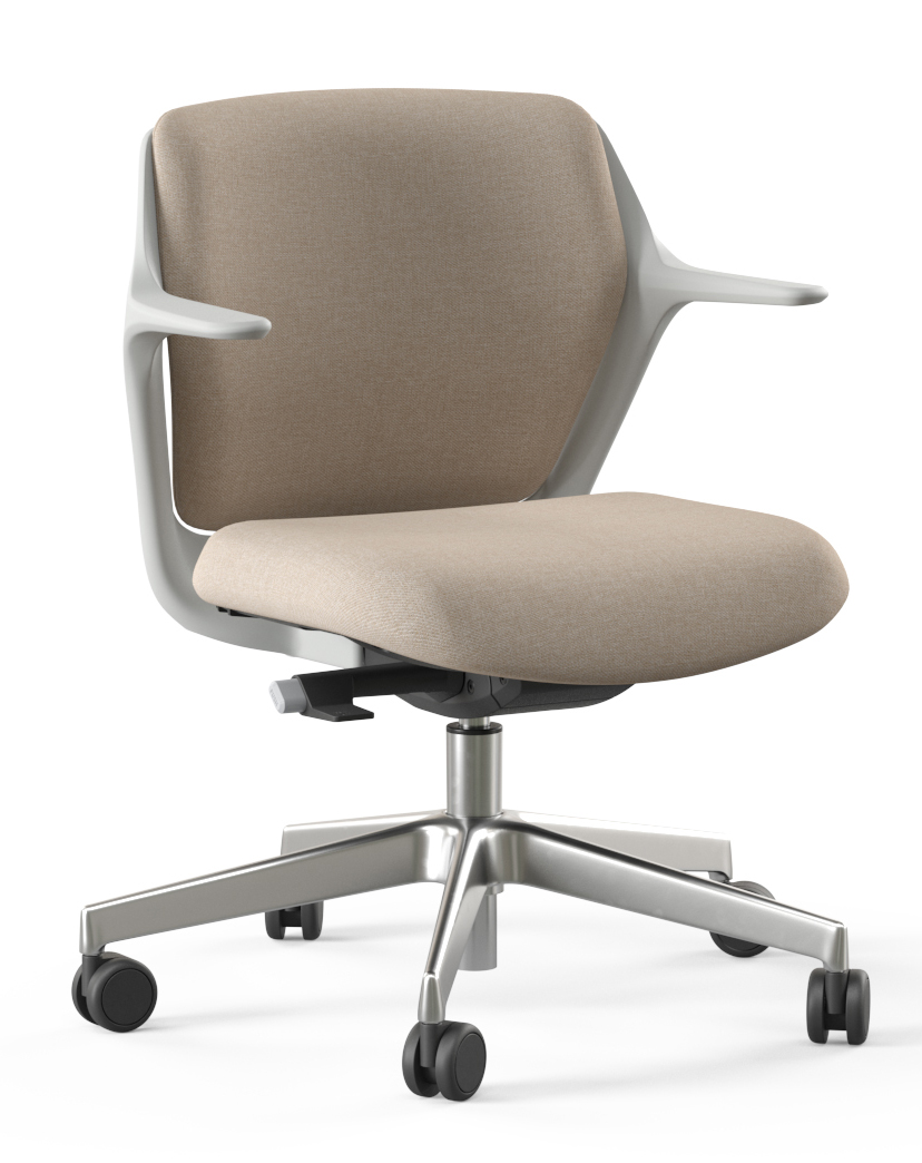 OFY Low-Back Task Office Chair w/Non-Adjustable Armrests, Grey Frame