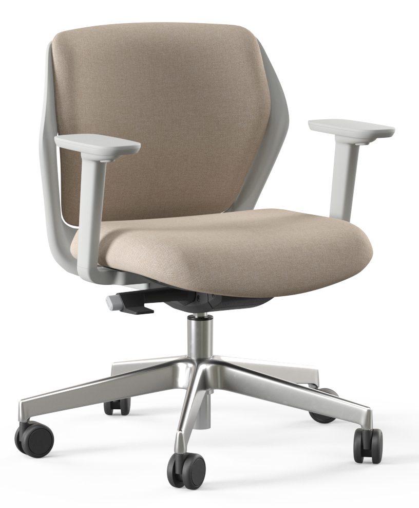 OFY Low-Back Task Office Chair w/1D Adjustable Armrests, Grey Frame