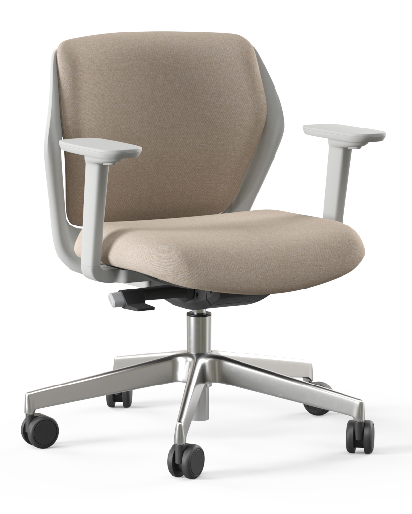 OFY Low-Back Task Office Chair w/3D Adjustable Armrests, Grey Frame