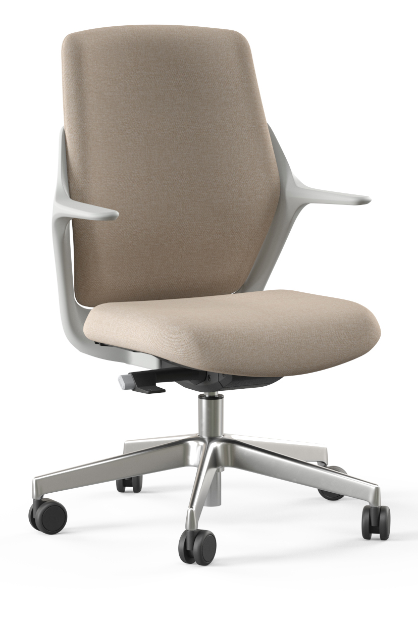 OFY Task Chair w/Non-Adjustable Armrests, Grey Frame