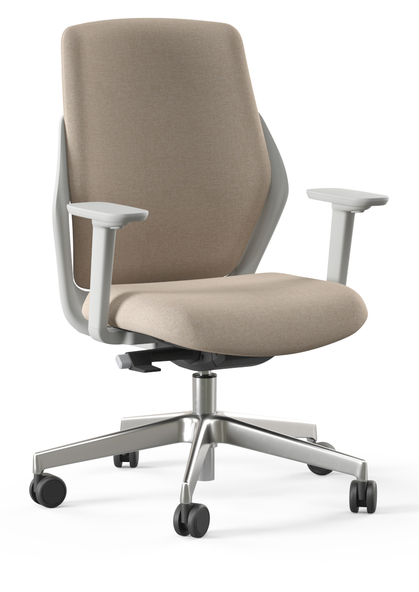 OFY Task Chair w/1D Adjustable Armrests, Grey Frame