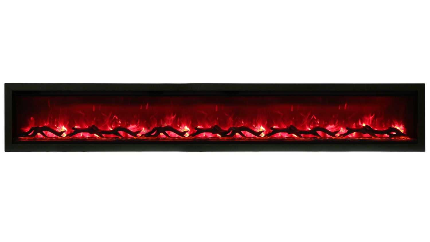 Wall mount B Built-in Electric Fireplace with Glass & Black Steel Surround