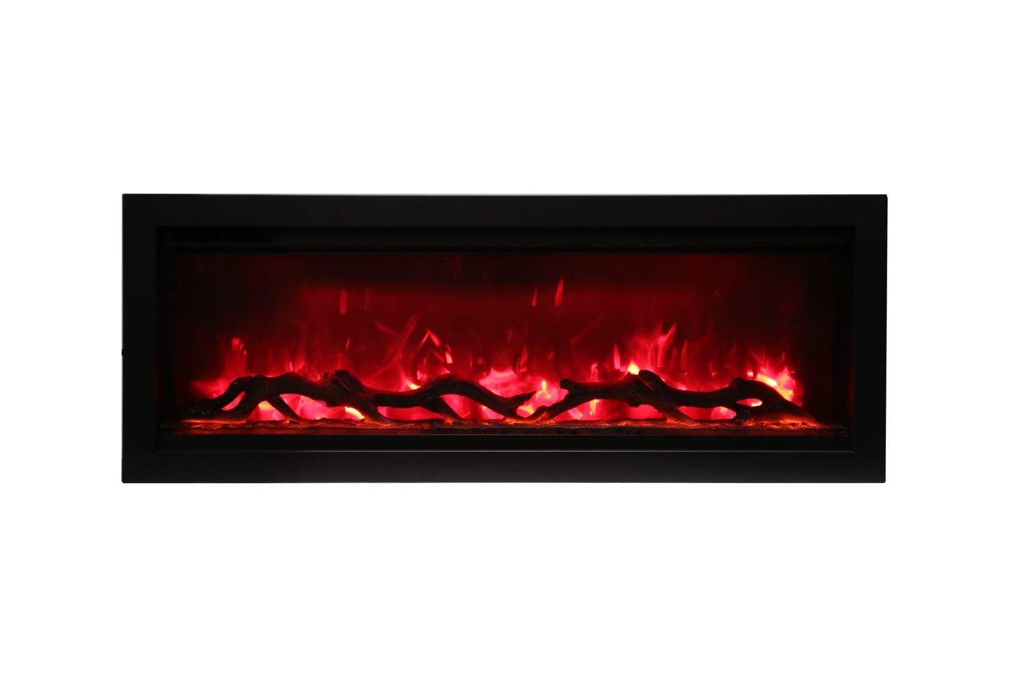Wall mount B Built-in Electric Fireplace with Glass & Black Steel Surround