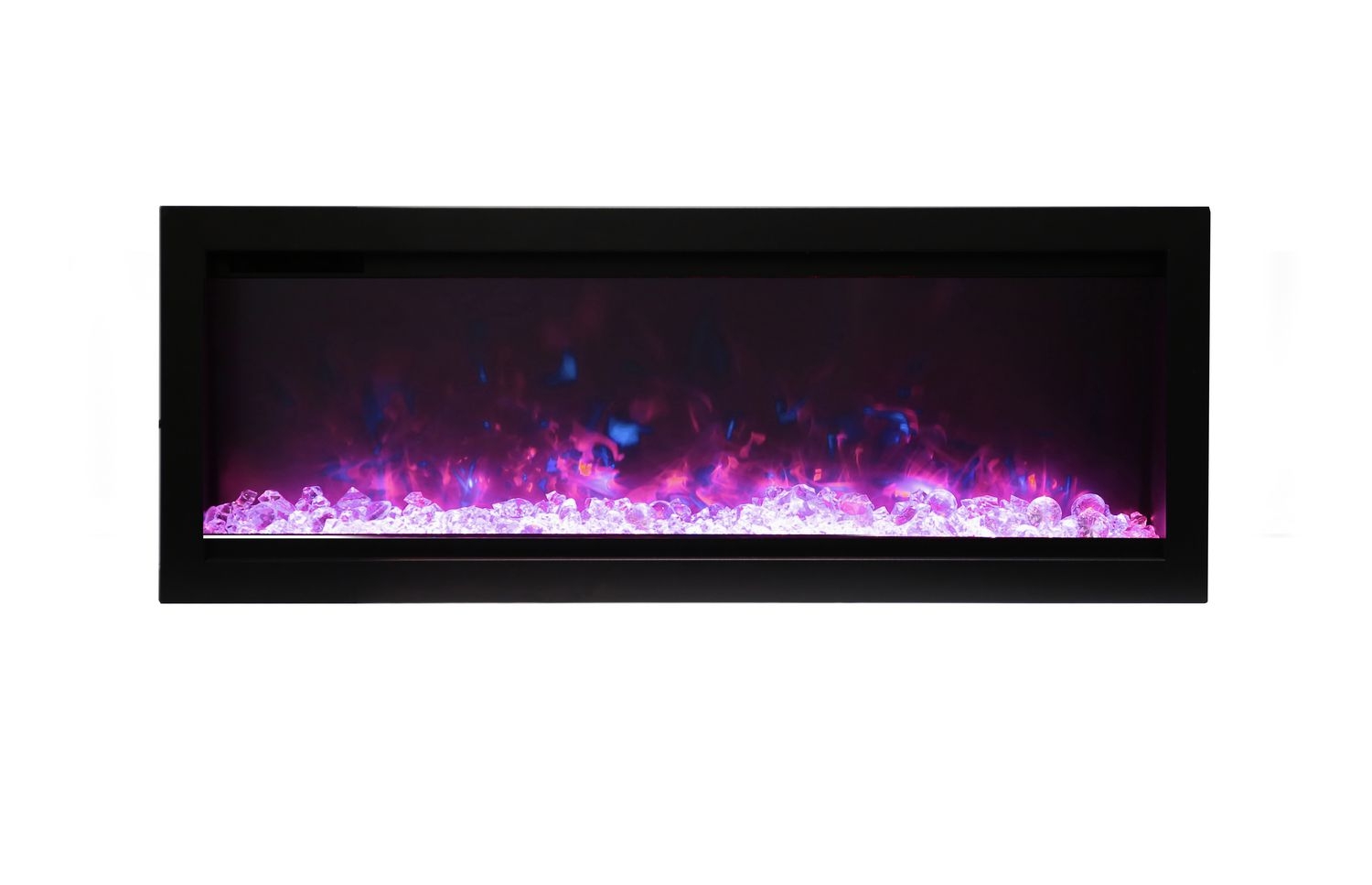Wall mount B 42" Built-in Electric Fireplace with Glass & Black Steel Surround