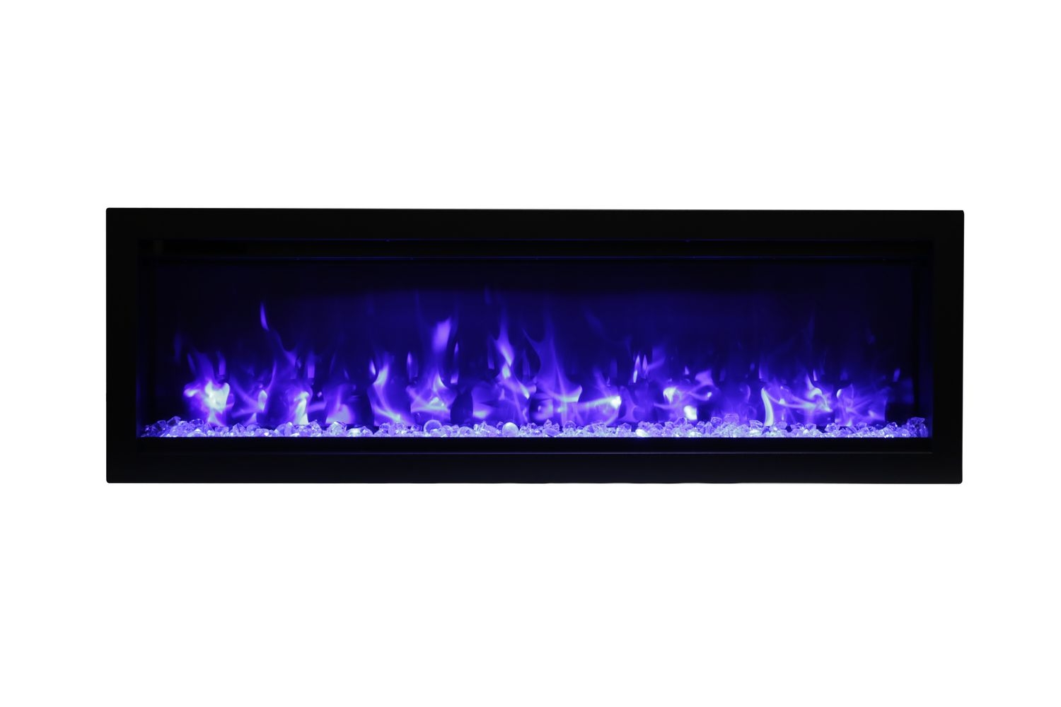 Wall mount B Built-in Electric Fireplace with Glass & Black Steel Surround