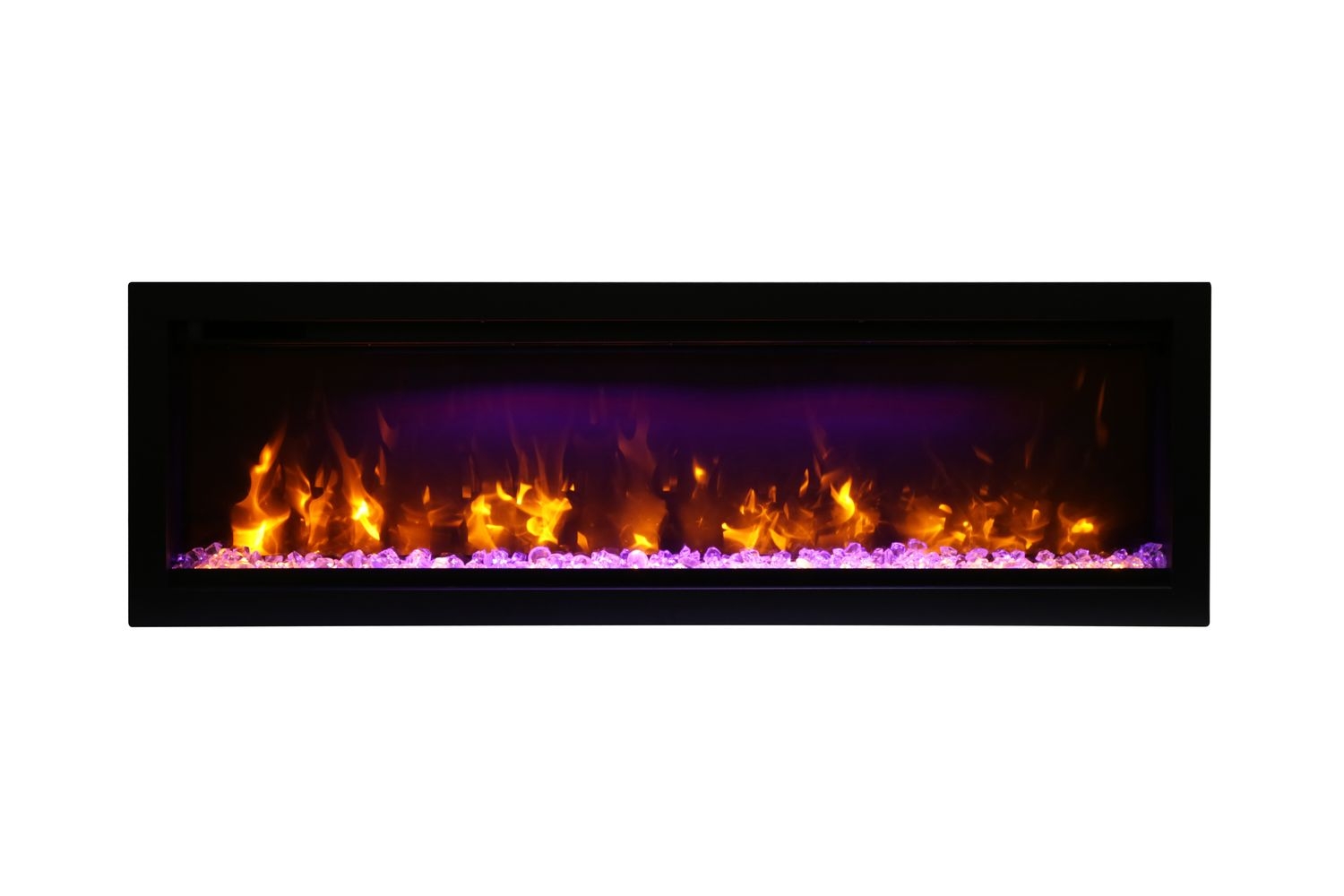 Wall mount B Built-in Electric Fireplace with Glass & Black Steel Surround