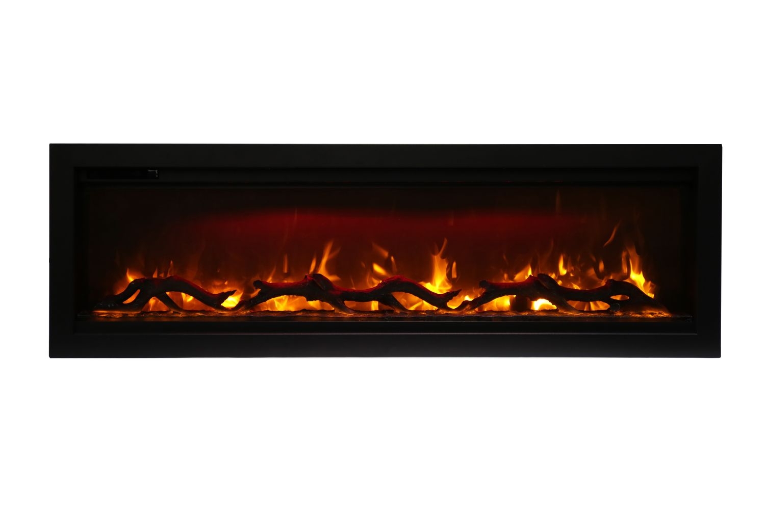 Wall mount B Built-in Electric Fireplace with Glass & Black Steel Surround