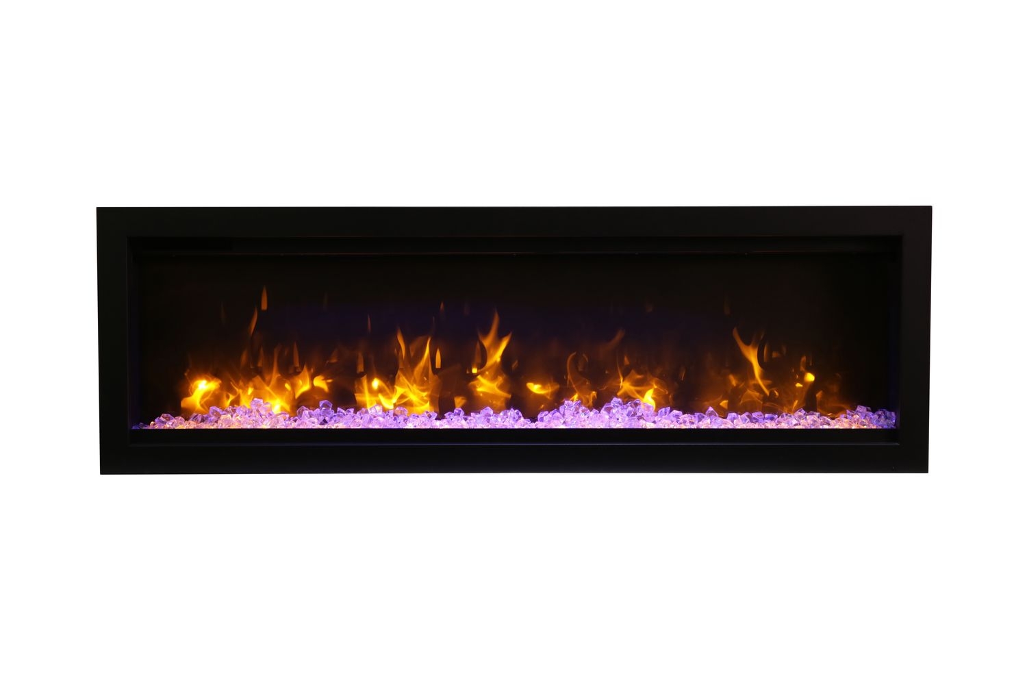 Wall mount B Built-in Electric Fireplace with Glass & Black Steel Surround