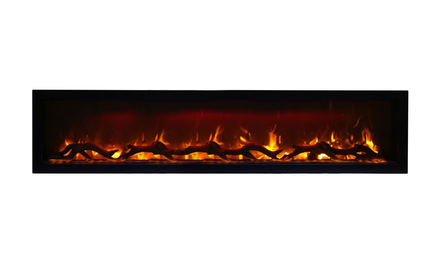 Wall mount B Built-in Electric Fireplace with Glass & Black Steel Surround
