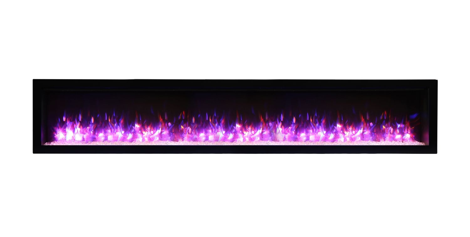 Wall mount B Built-in Electric Fireplace with Glass & Black Steel Surround