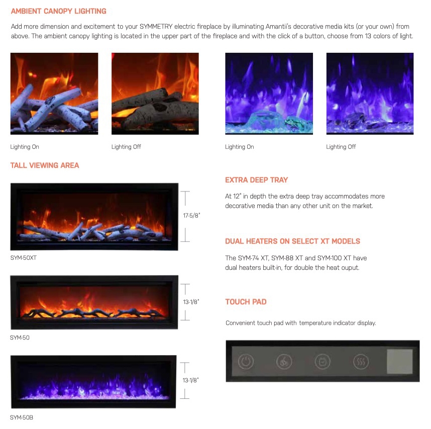 Symmetry-XT 34" Glass Electric Fireplace