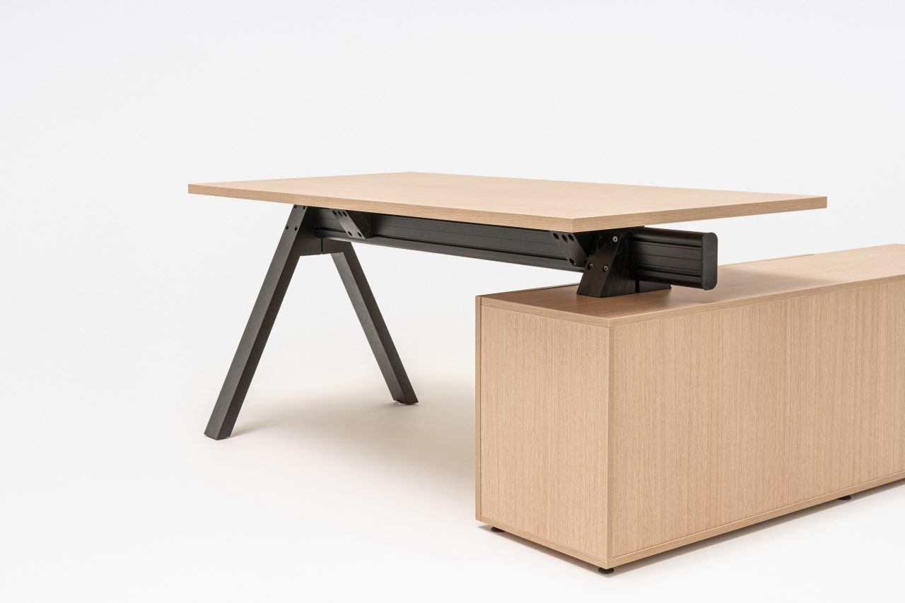 Viga Office Melamine Single Desk w/Managerial Storage w/3 Fronts