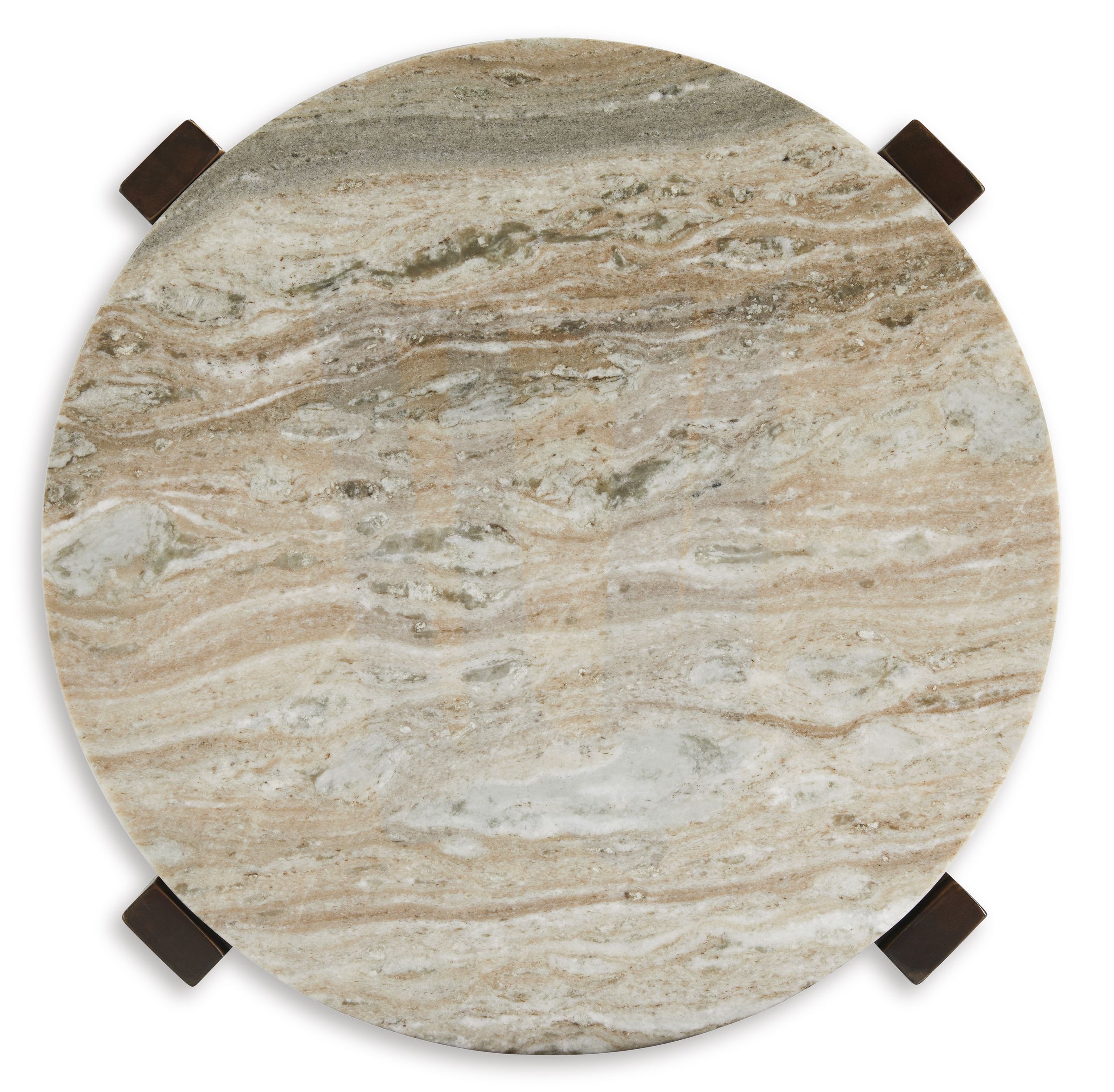 Tanidore Round End Table with Marble Top Warm Brown